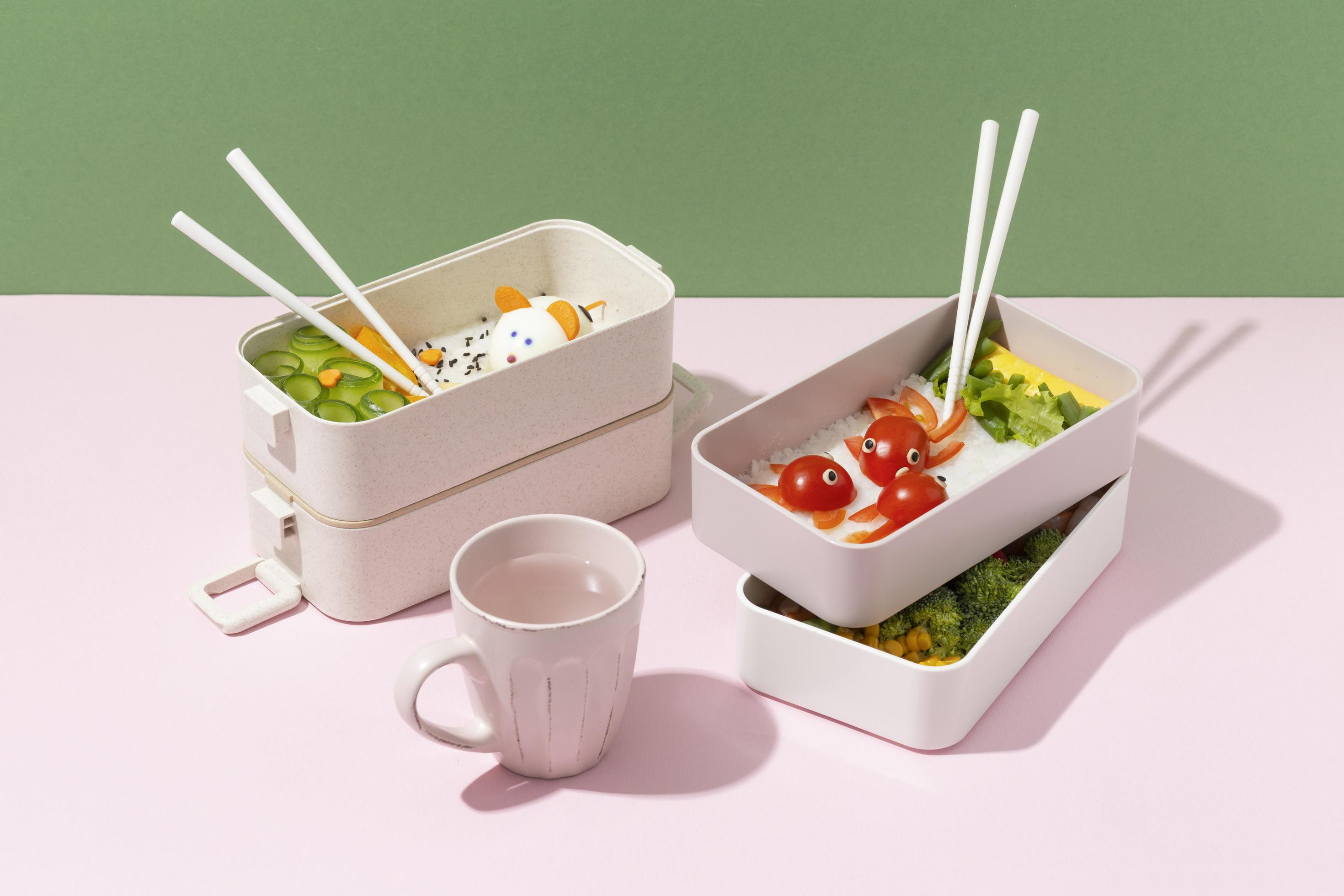 Top view composition food Japanese bento box Stock Free