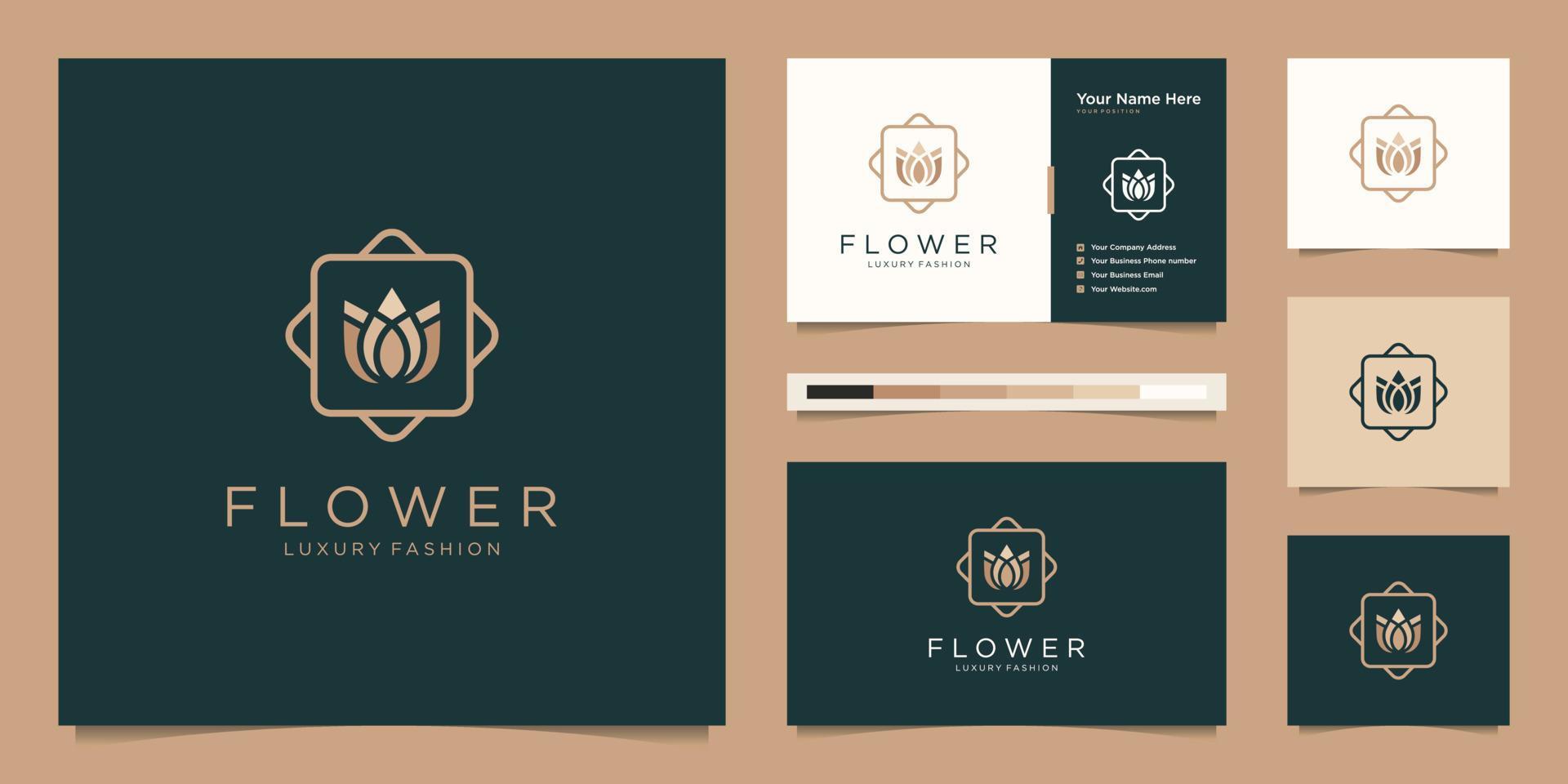 Minimalist elegant flower rose luxury beauty salon, fashion, skincare, cosmetic, yoga and spa products. logo design and business card Stock Free and Free SVG