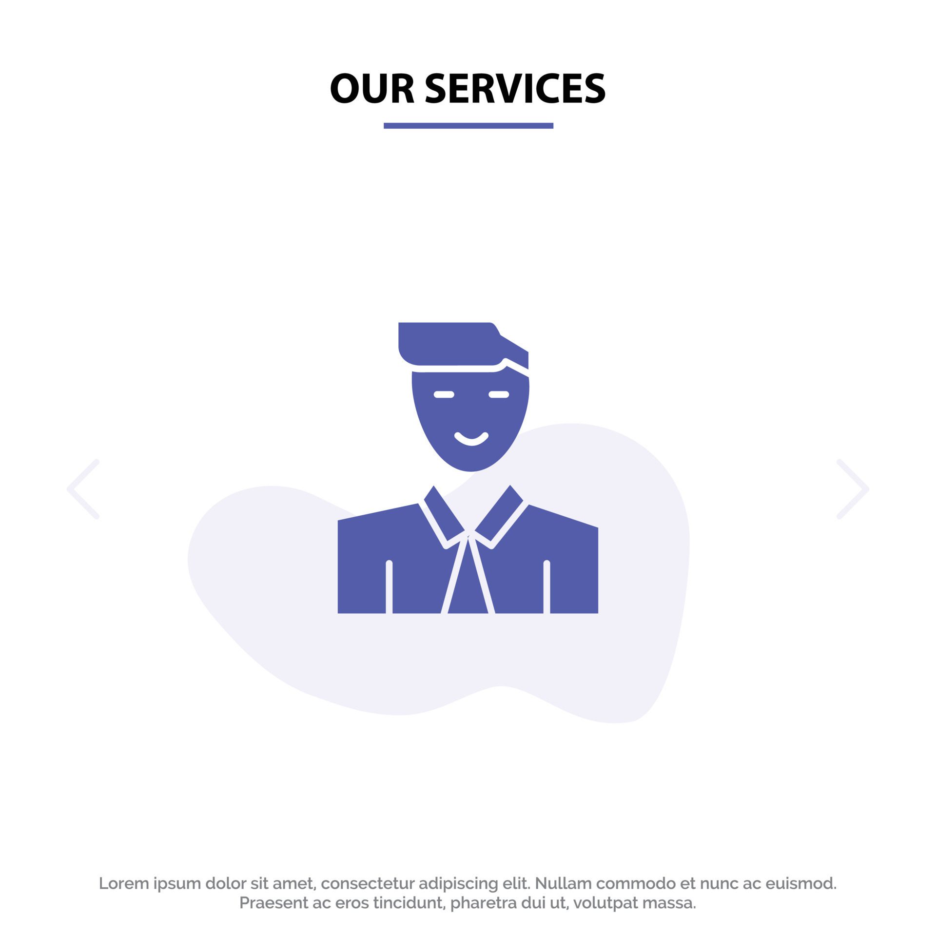 Our Services Man User Student Teacher Avatar Solid Glyph Icon Web card Template Free Vector