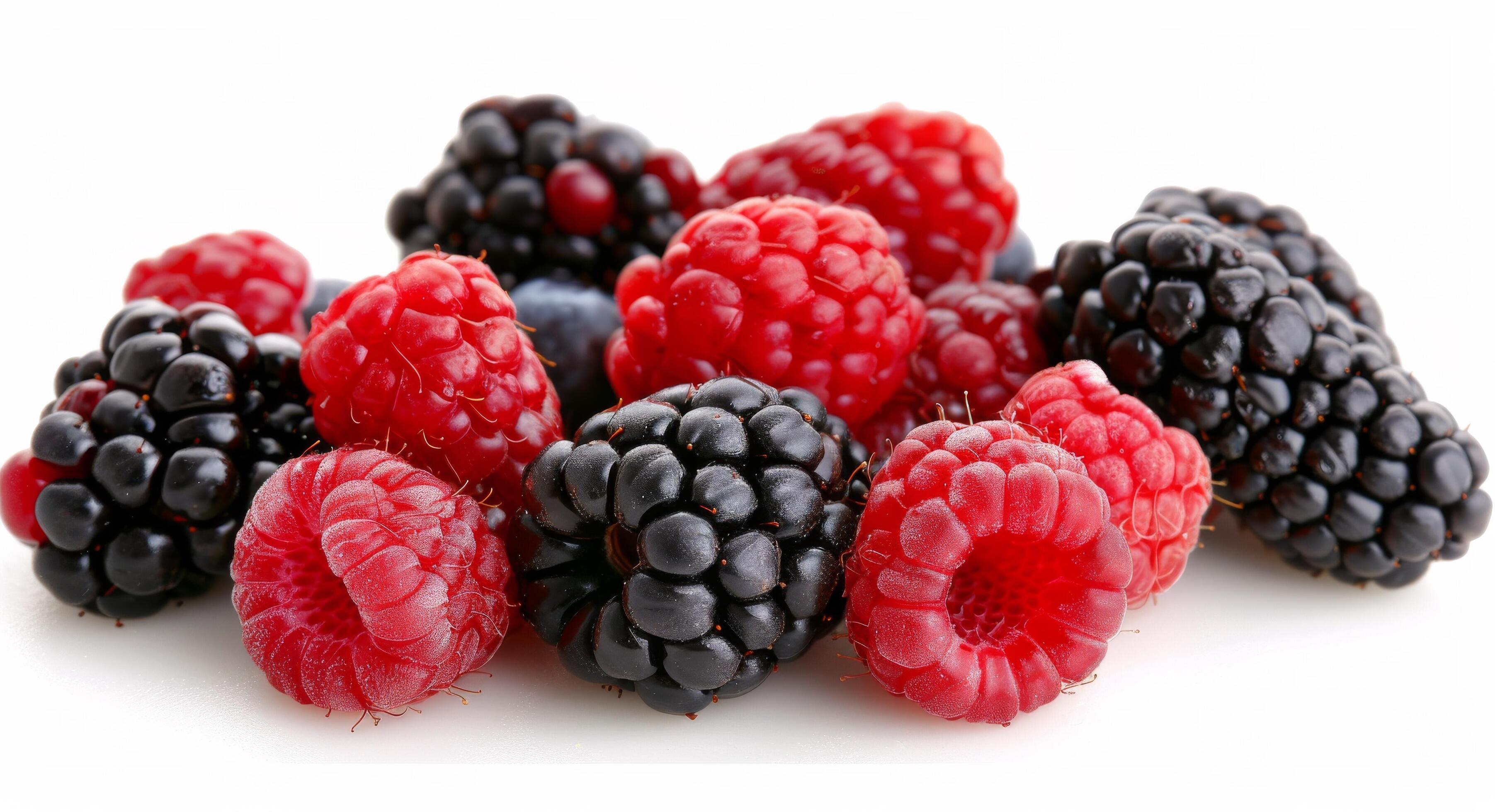 Mixed Berries on White Background Stock Free