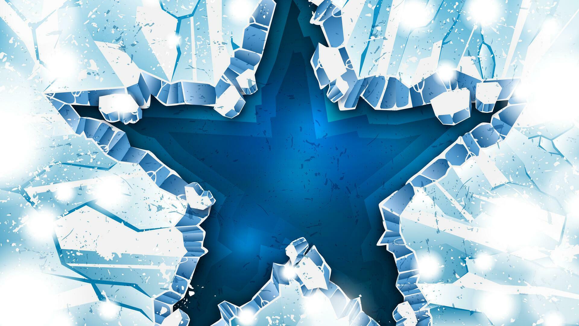 Star Shaped Ice Cracks As a Winter Background Stock Free