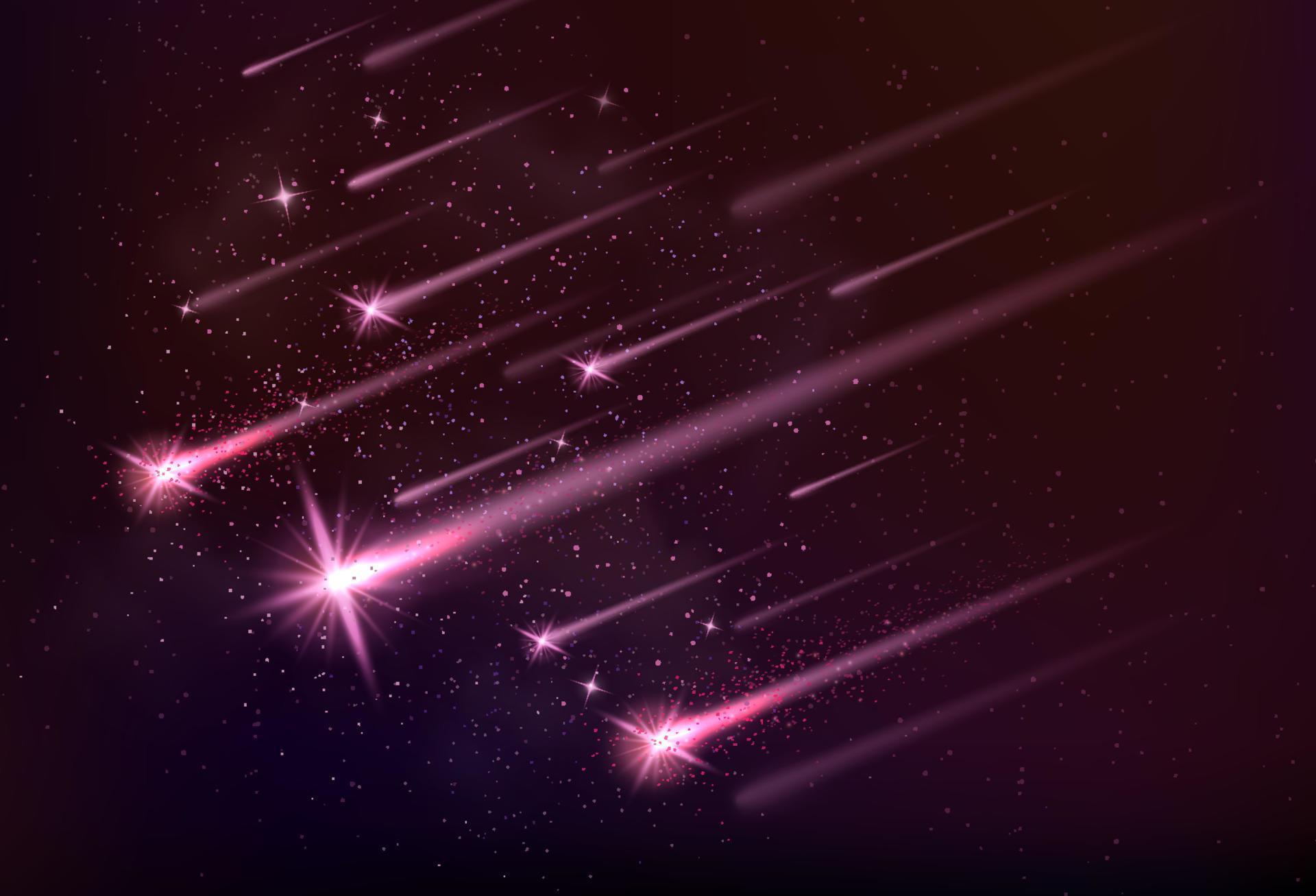 Meteor shower background with falling glowing comets asteroids and stars in space vector illustration Stock Free