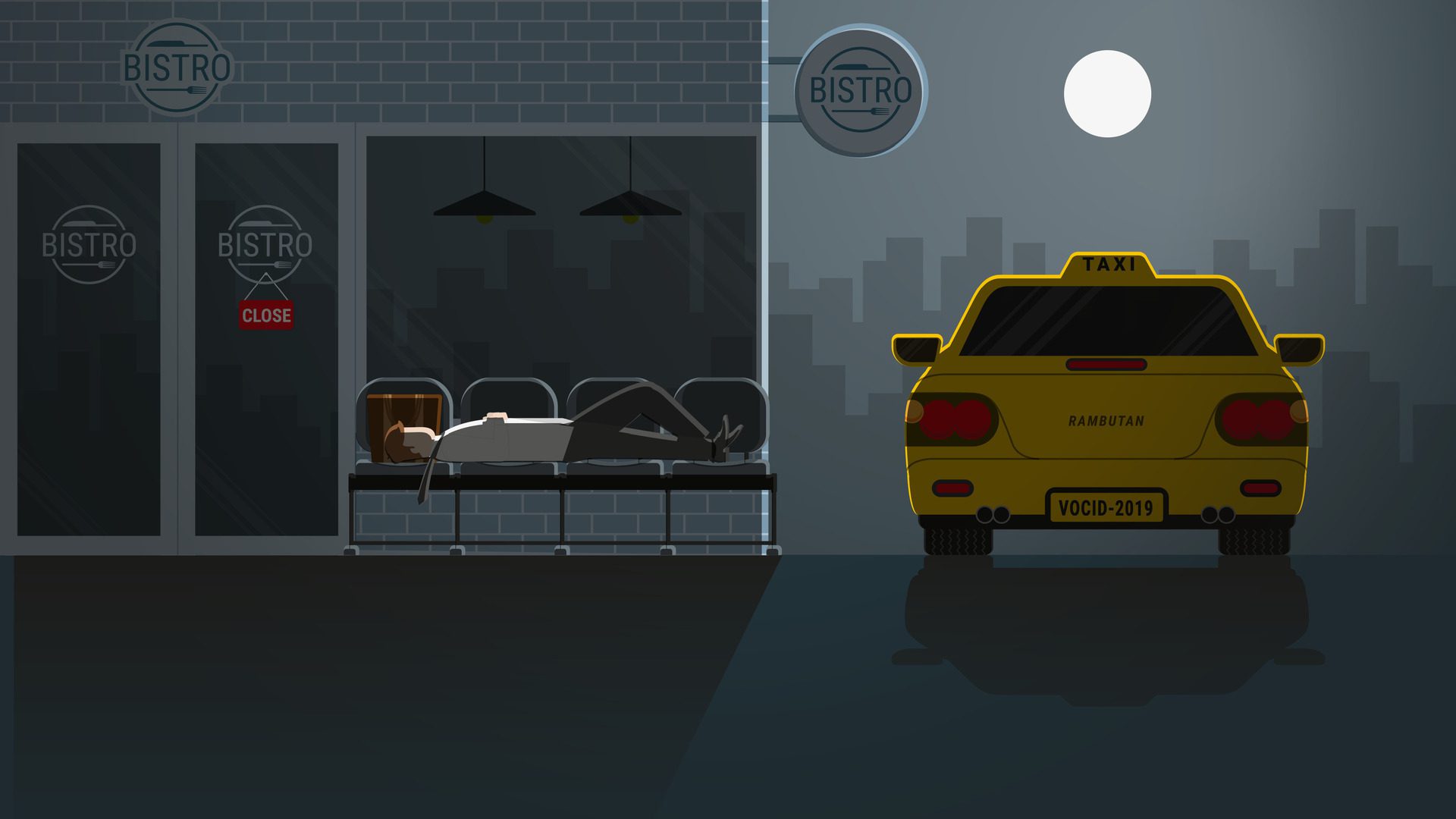 Asian Office people drunk and sleep waiting for taxi public transportation Free Vector