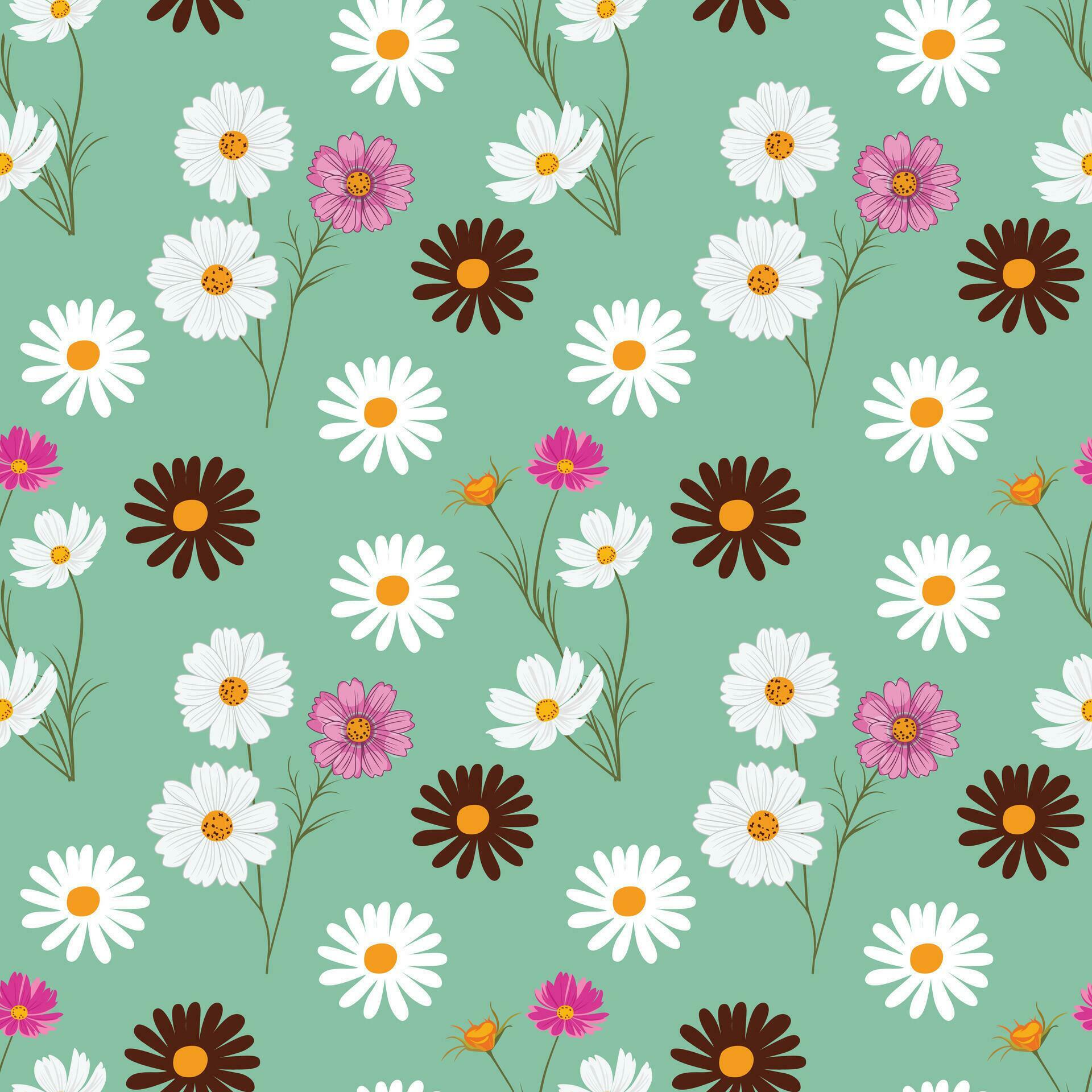 Seamless flower pattern, Flower flat textile vector pattern, Stock Free