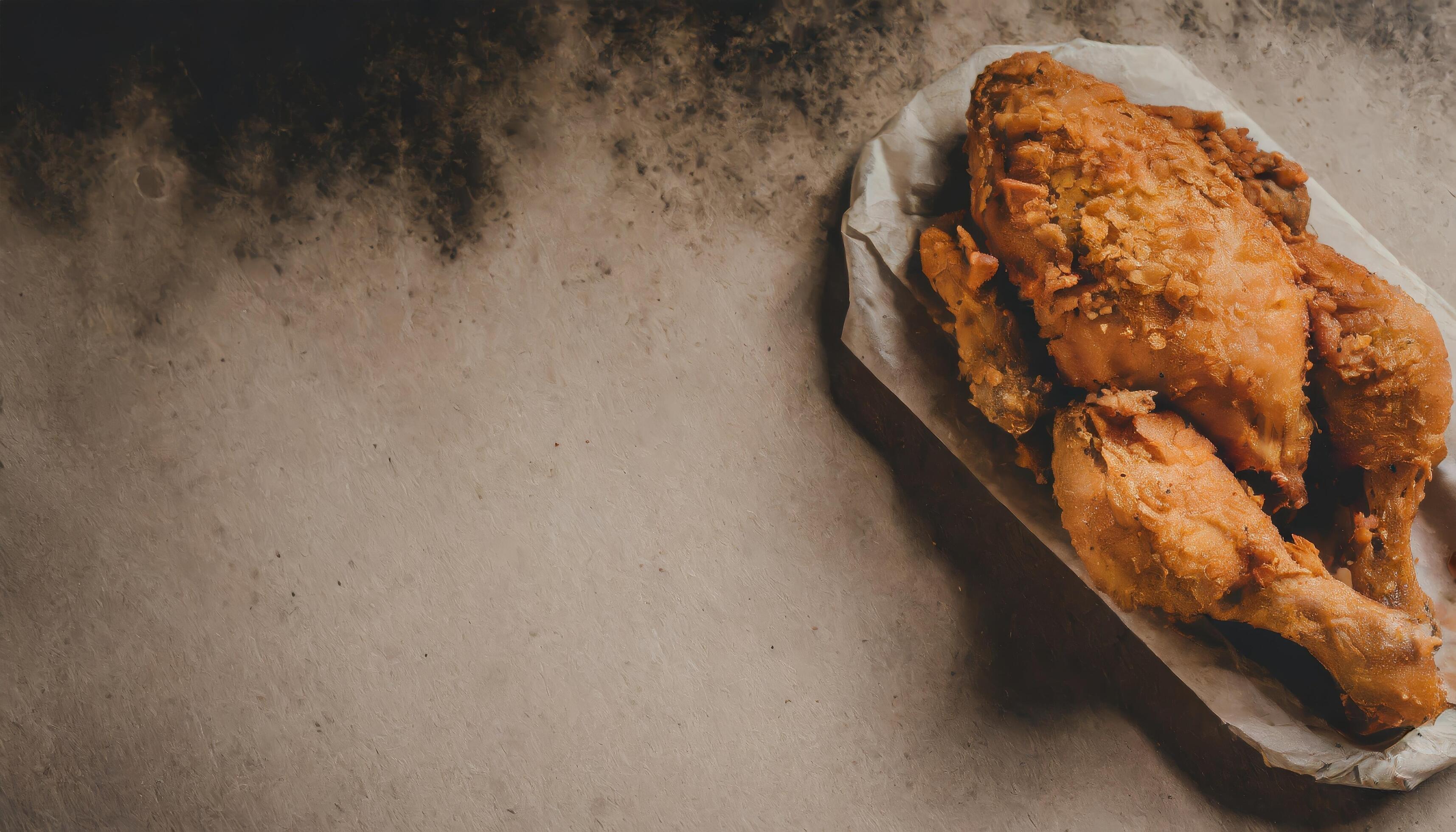 Copy Space image of Classic Southern Fried Chicken on dark background. Stock Free