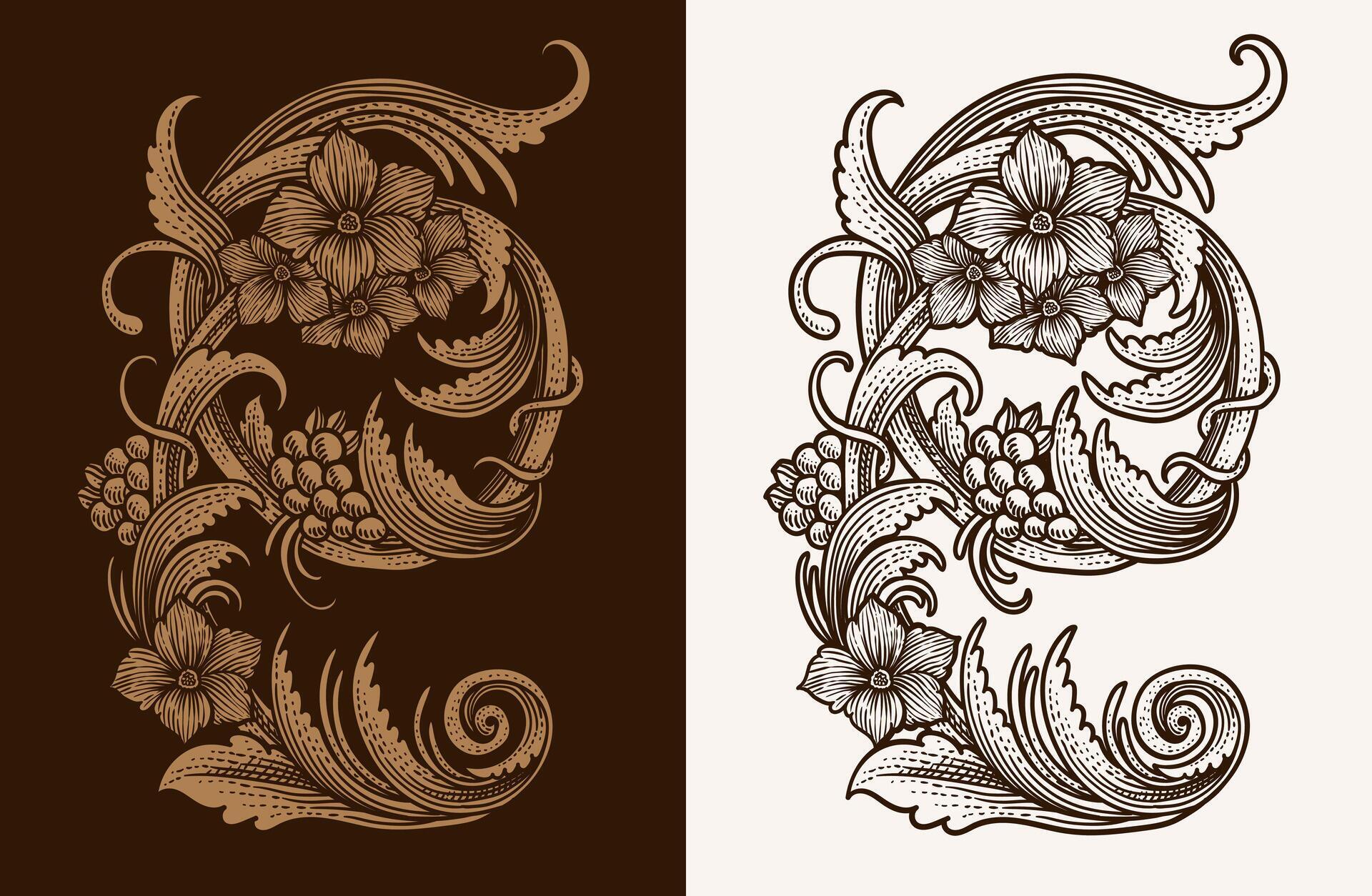 
									Illustration Vintage Baroque Victorian frame border floral ornament leaf – Eps 10 Stock Free