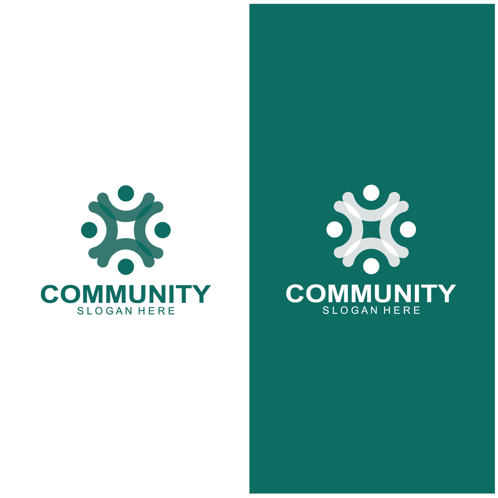 Community logos people check. Logos for teams or groups and companies design Free Vector