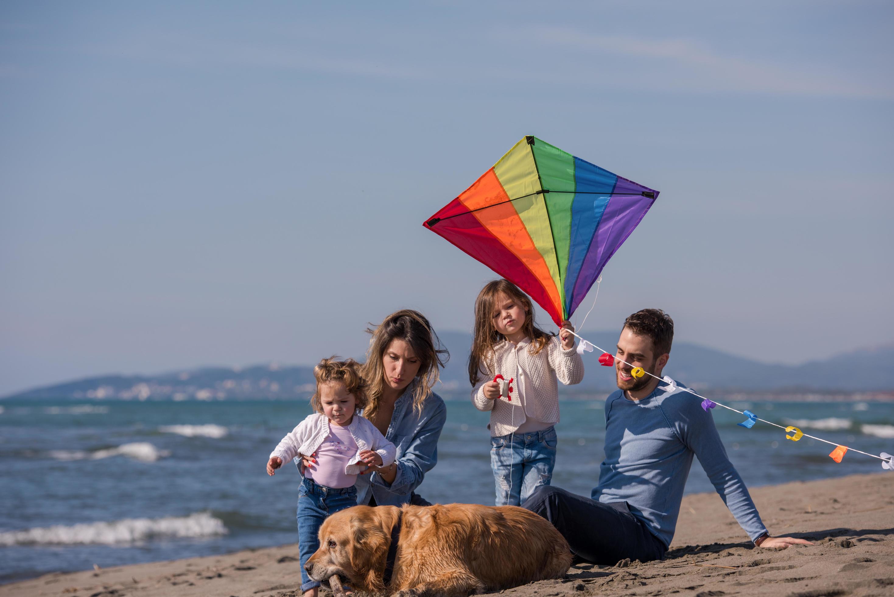 happy young family enjoying vecation during autumn day Stock Free