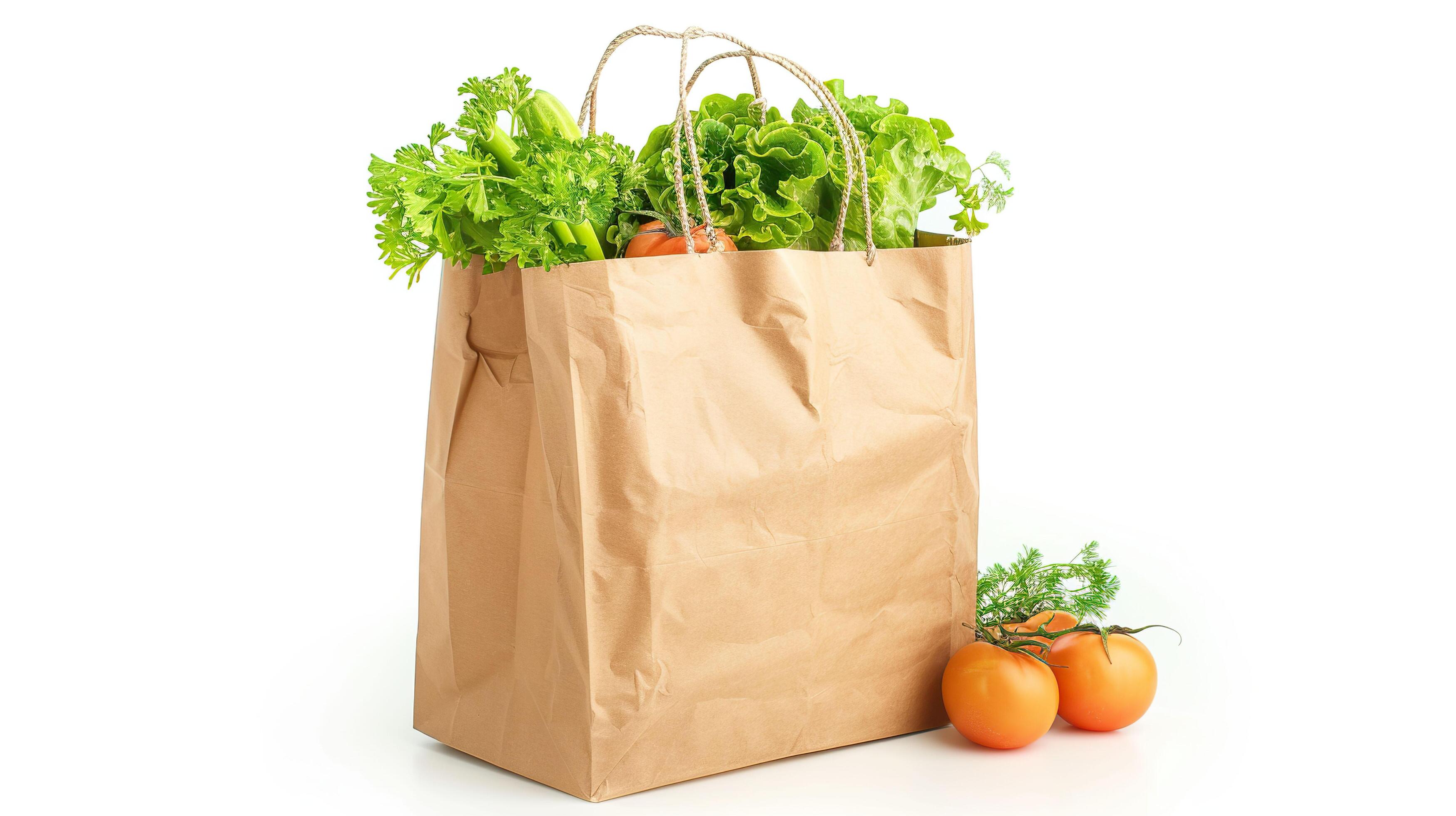 Fresh vegetables in a reusable shopping bag. Stock Free