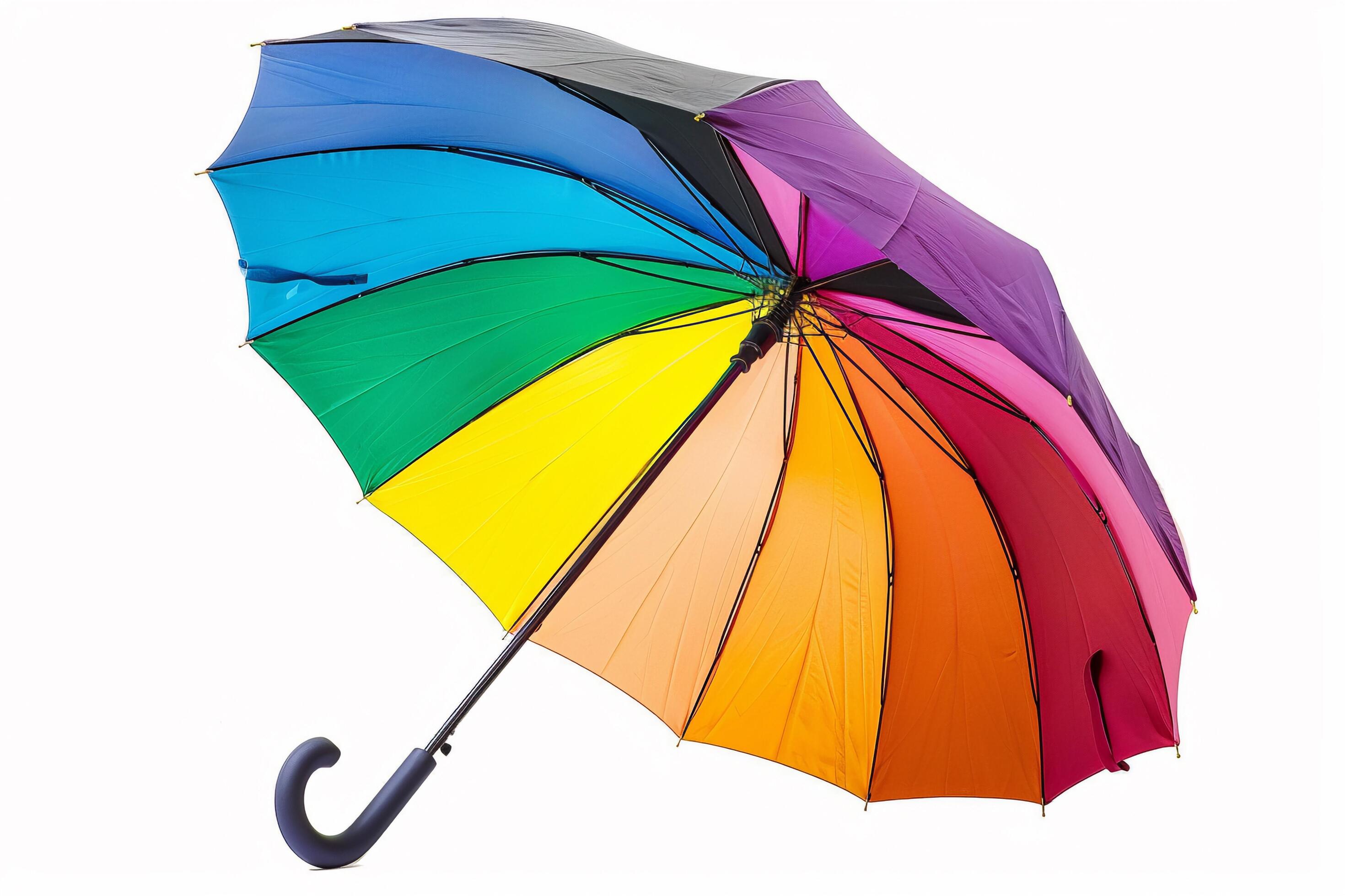 Colorful Rainbow Umbrella on White Background. Stock Free