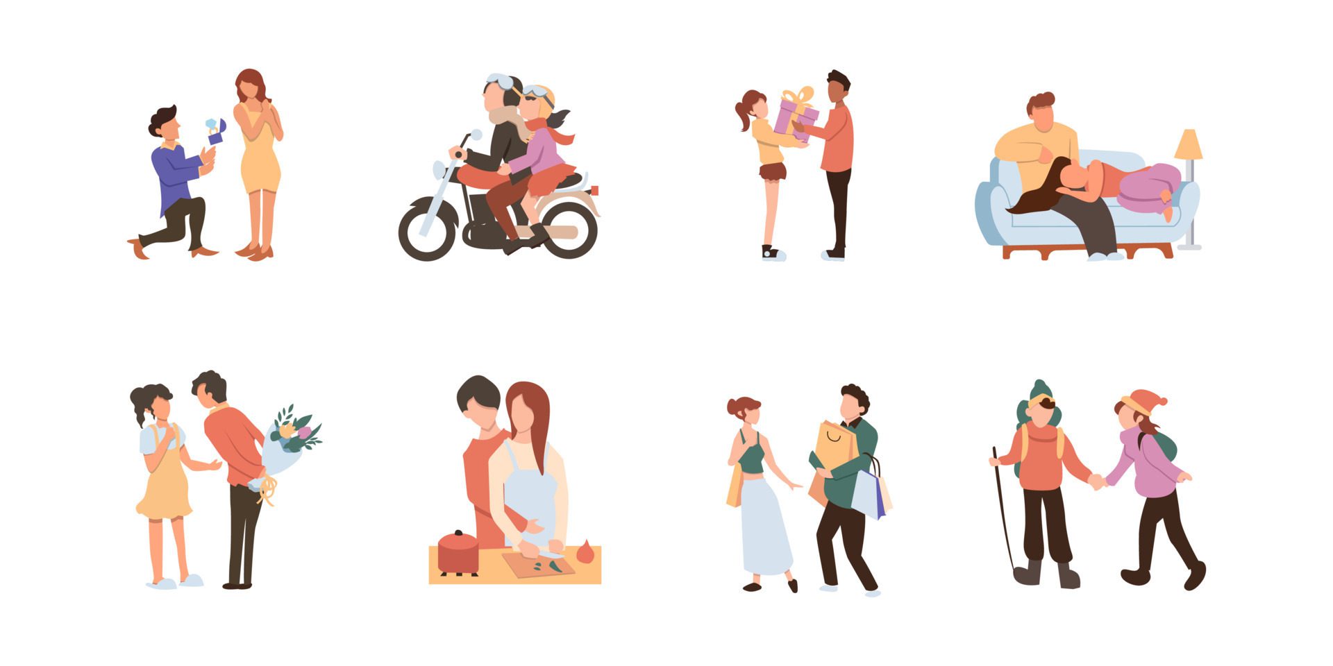 couple flat characters vector illustration design Free Vector