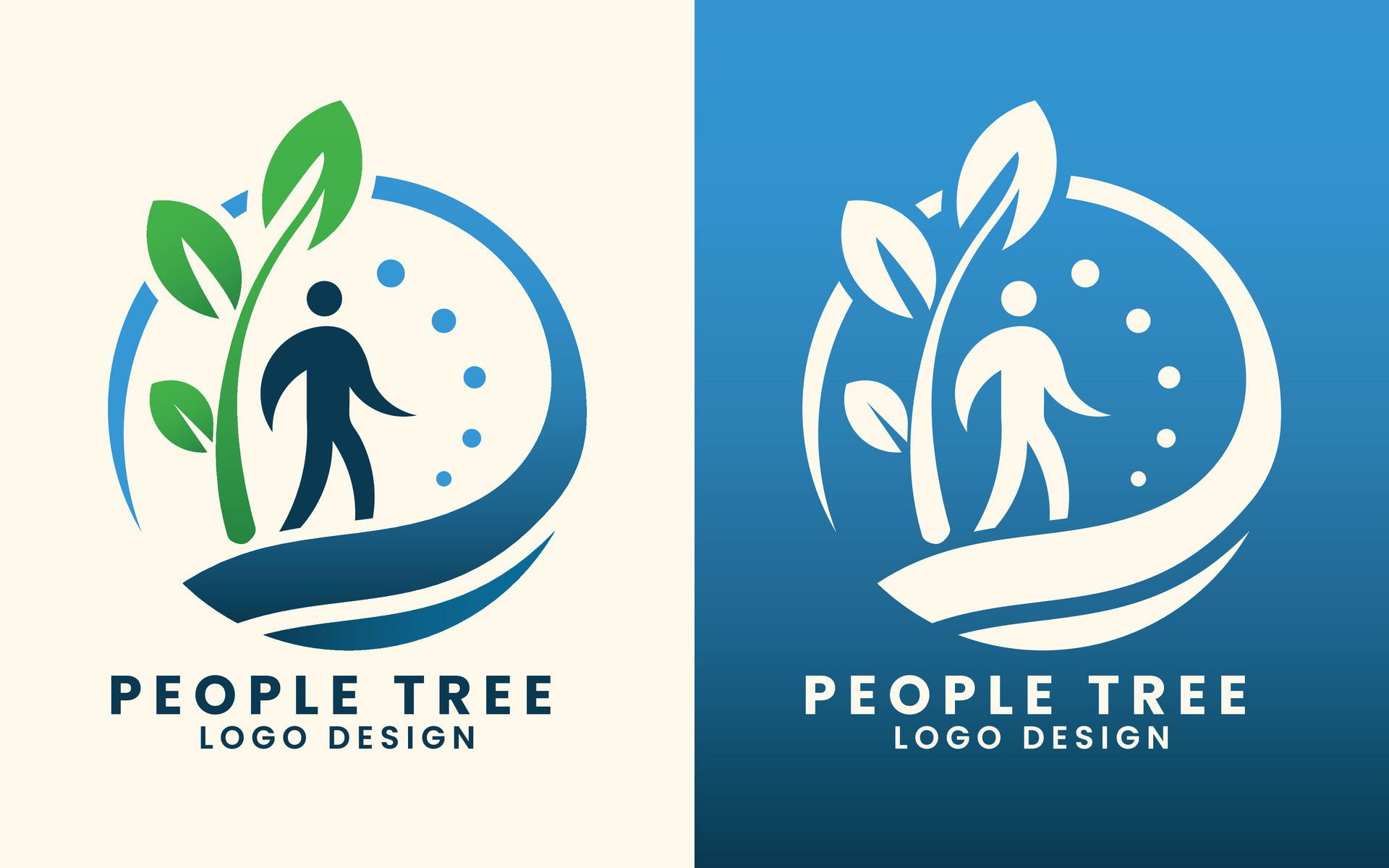 People tree concept nature leaf objects vector logo design template Free Vector