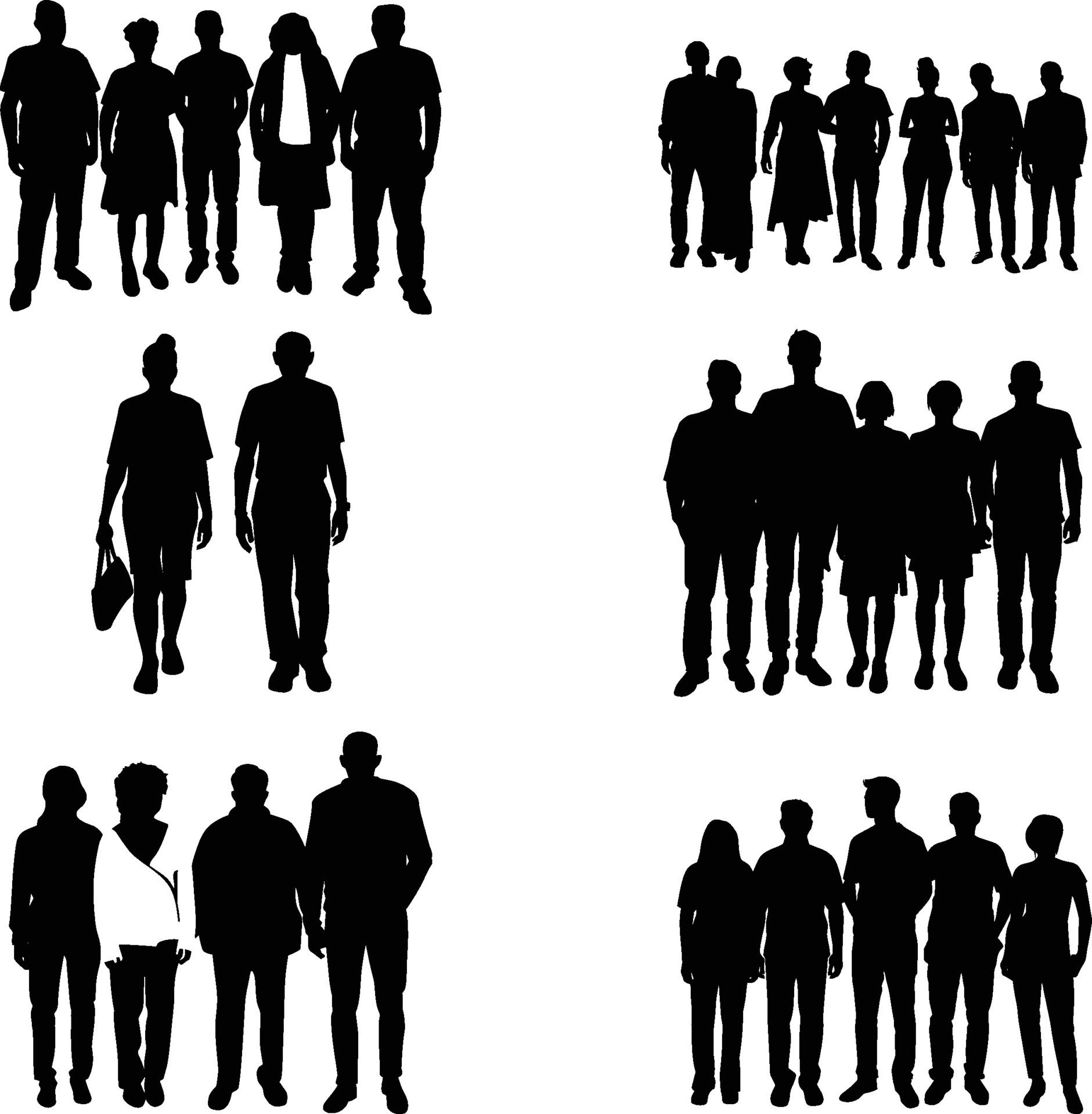 Set of General Adult People Silhouette, vector on isolated white background Free Vector