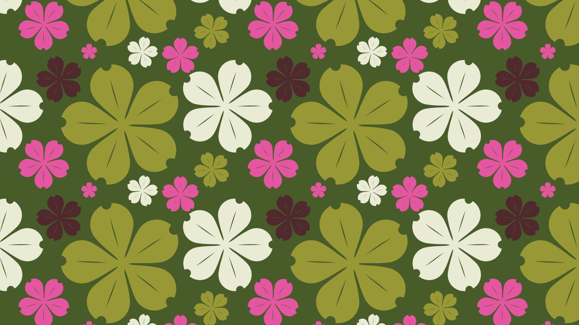 Olive Retro Flower Wallpaper Stock Free