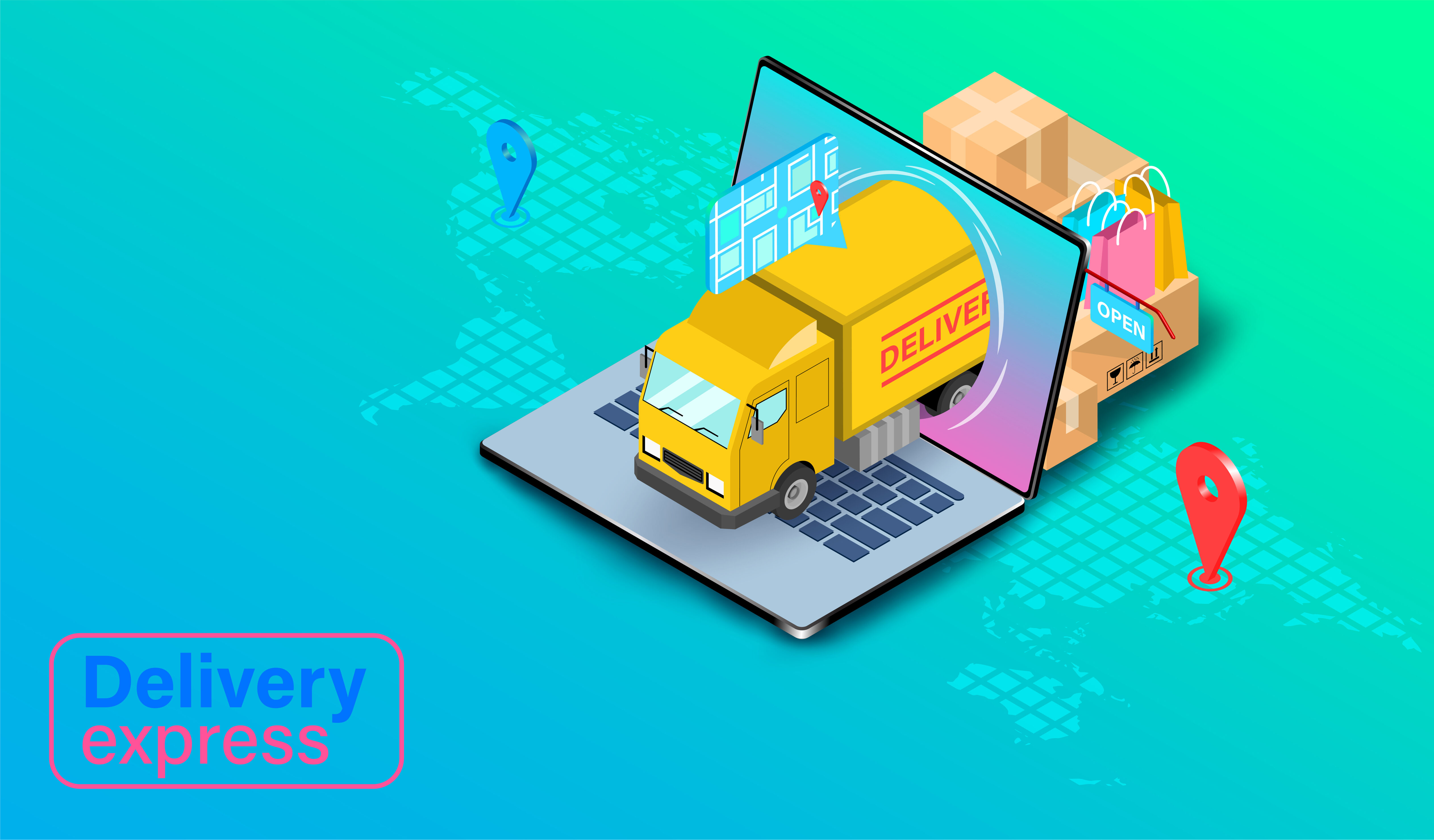 Delivery Truck Express Concept Free Vector