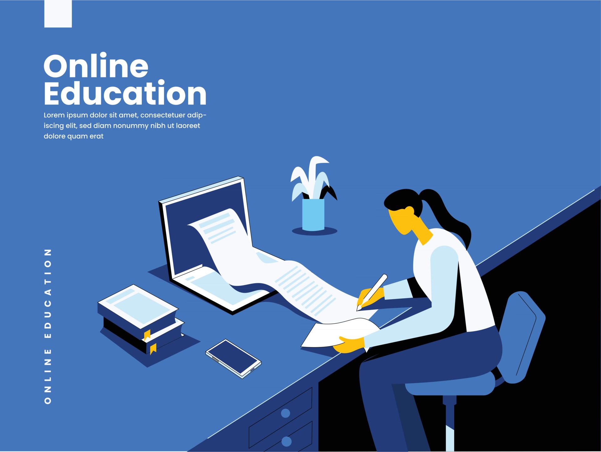 Online education illustration concept vector Free Vector