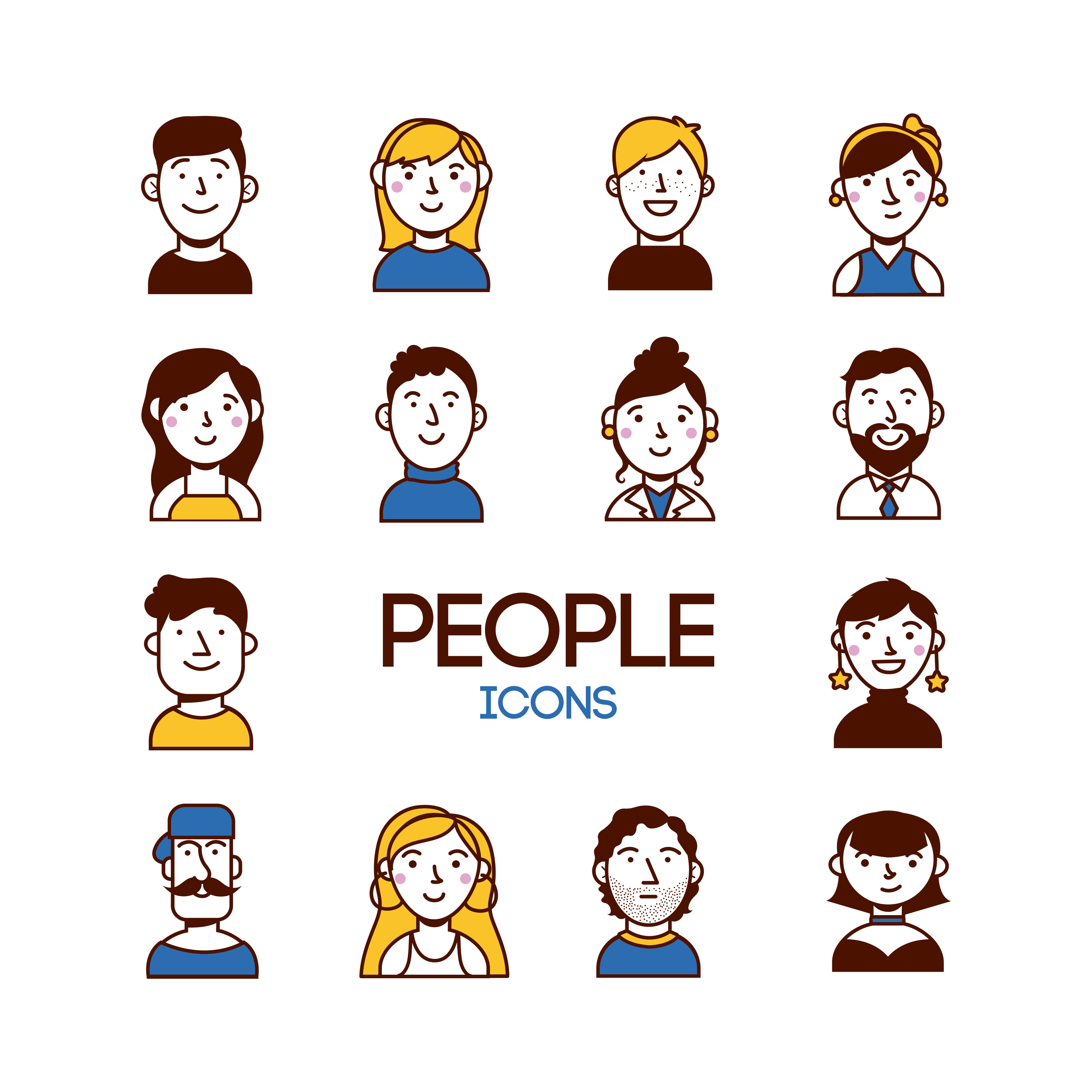 People characters icon set Free Vector