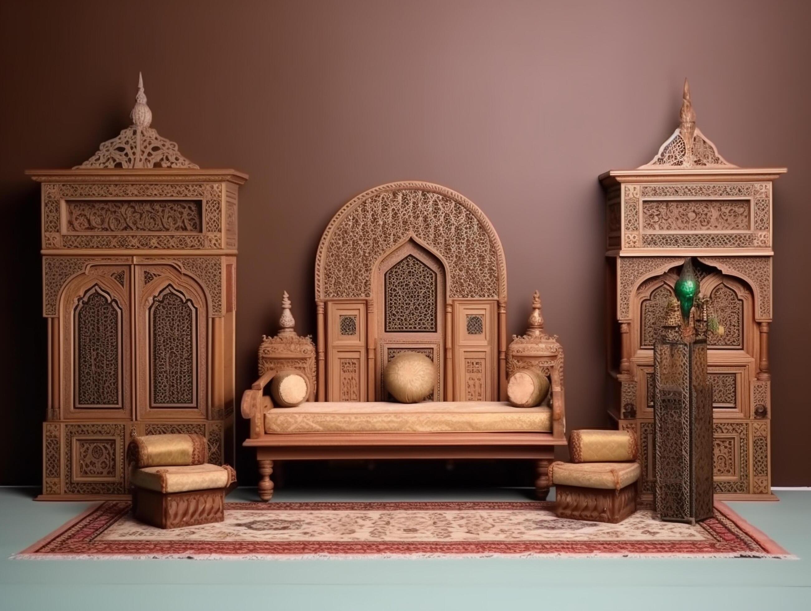 Islamic furniture with classical ornaments Stock Free