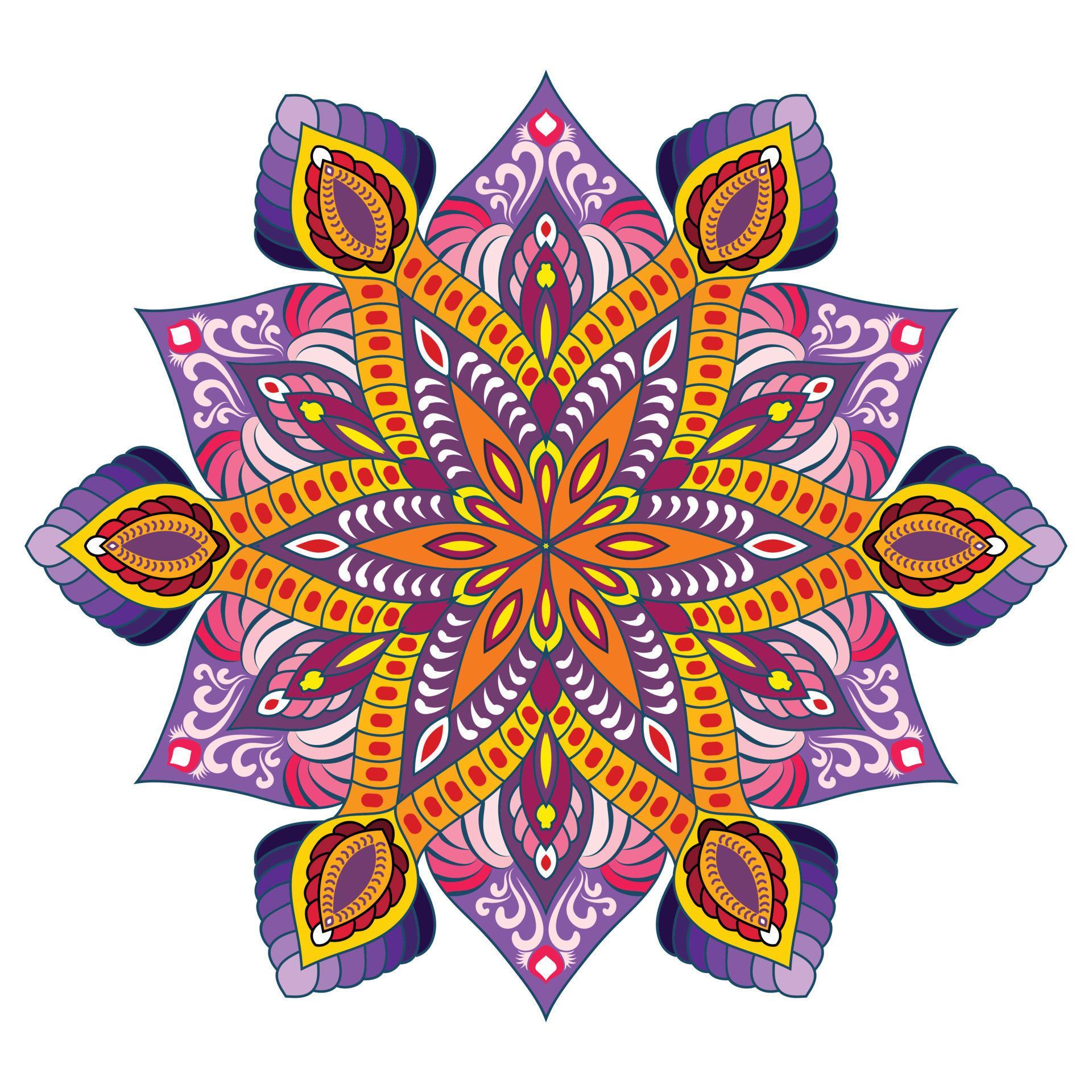 Vector colorful floral modern mandala and flower background. Stock Free