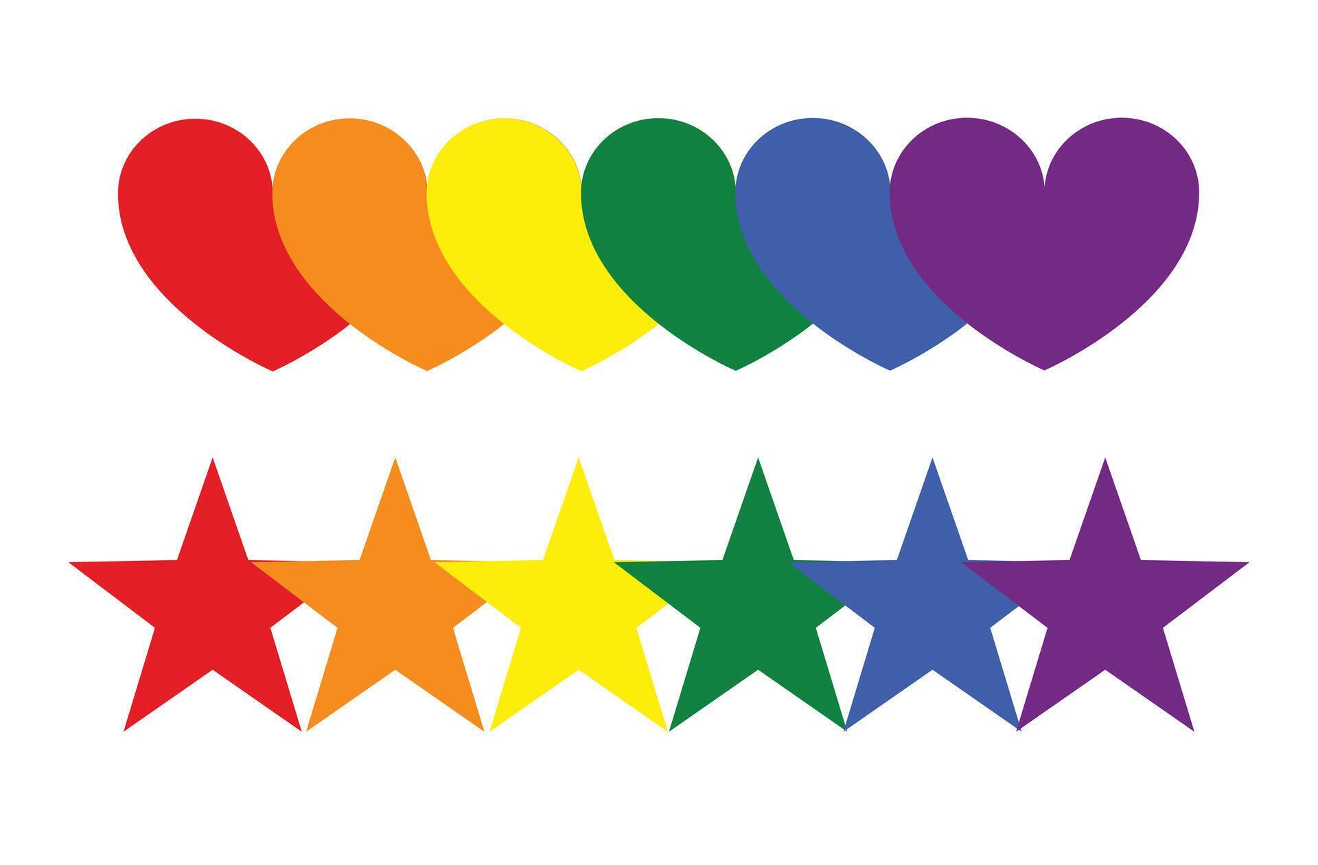 LGBT heart and star flag, rainbow color love symbol, pride month in June, illustration. Stock Free