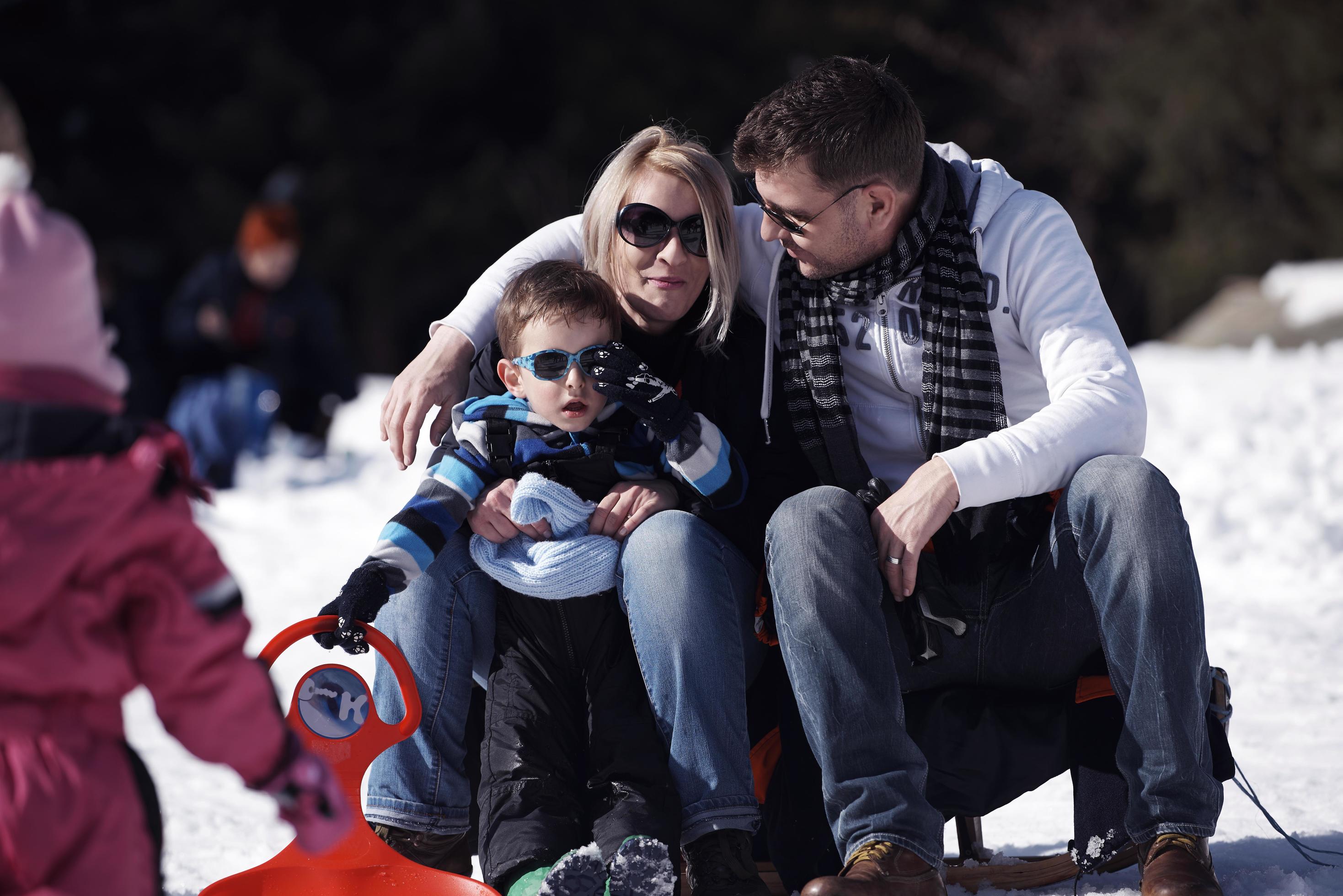 family portrait at beautiful winter day Stock Free