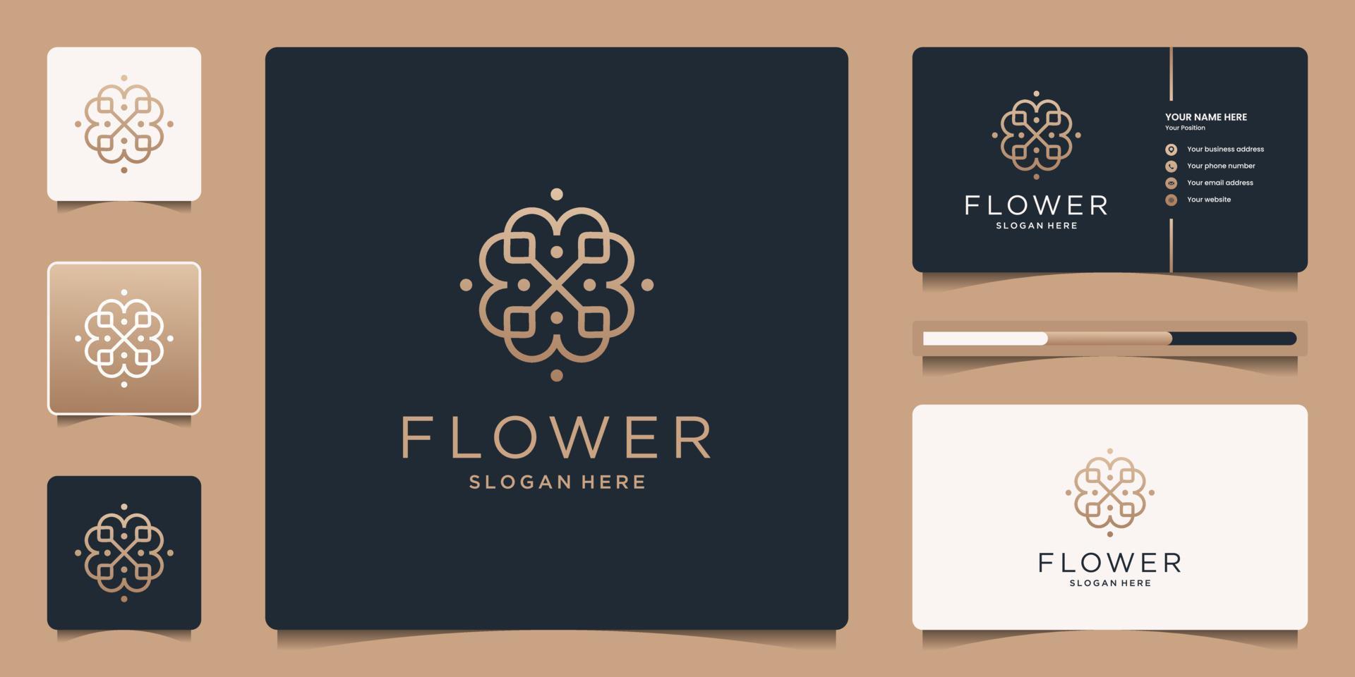 
									Minimalist flower logo ornament with line art style. Luxury template business card design. Stock Free and Free SVG