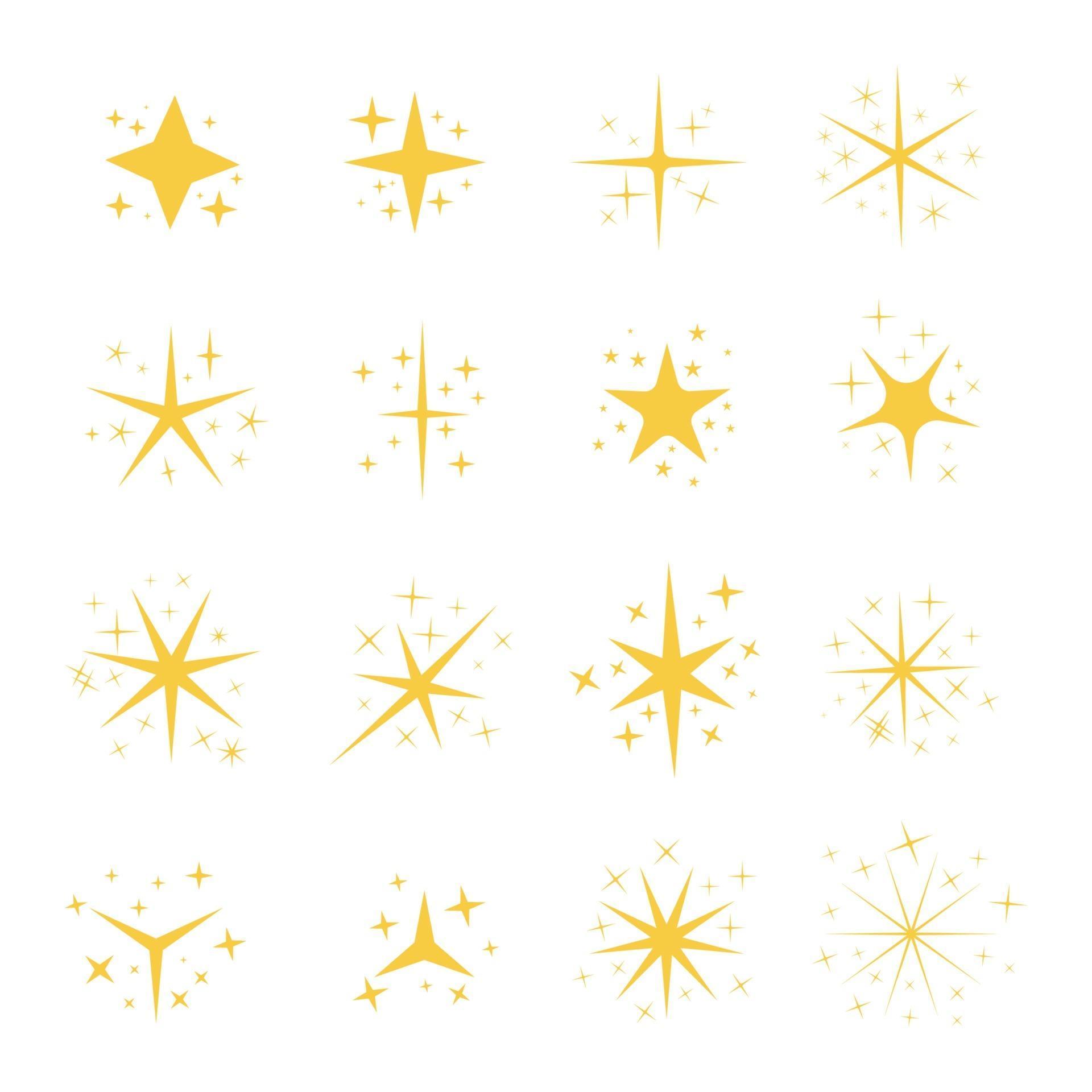 vector icon illustration shiny stars, sparkle stars, glitter stars Stock Free