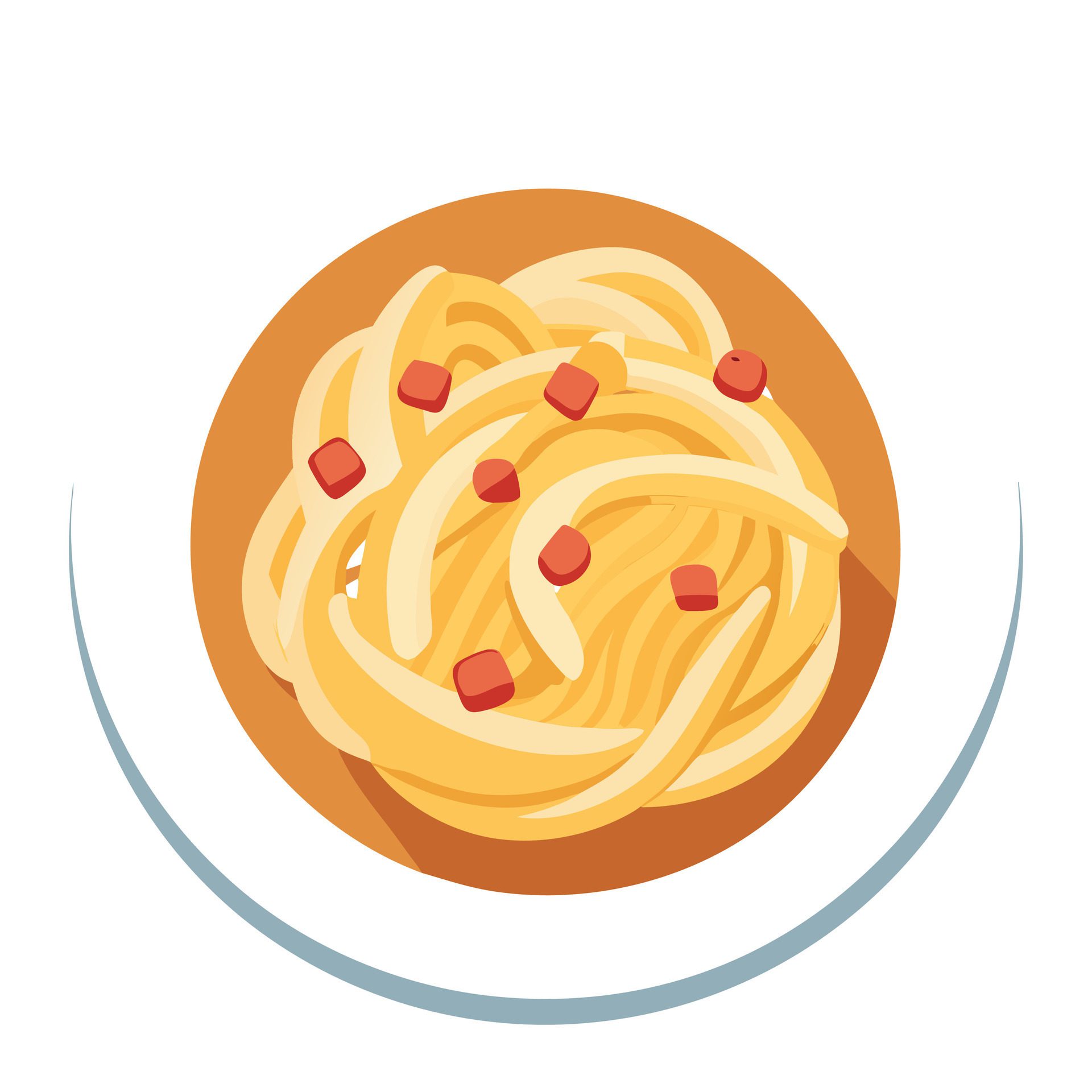 Luxurious pasta carbonara with bacon and parmesan cheese on a ceramic plate. Image generated by AI Free Vector