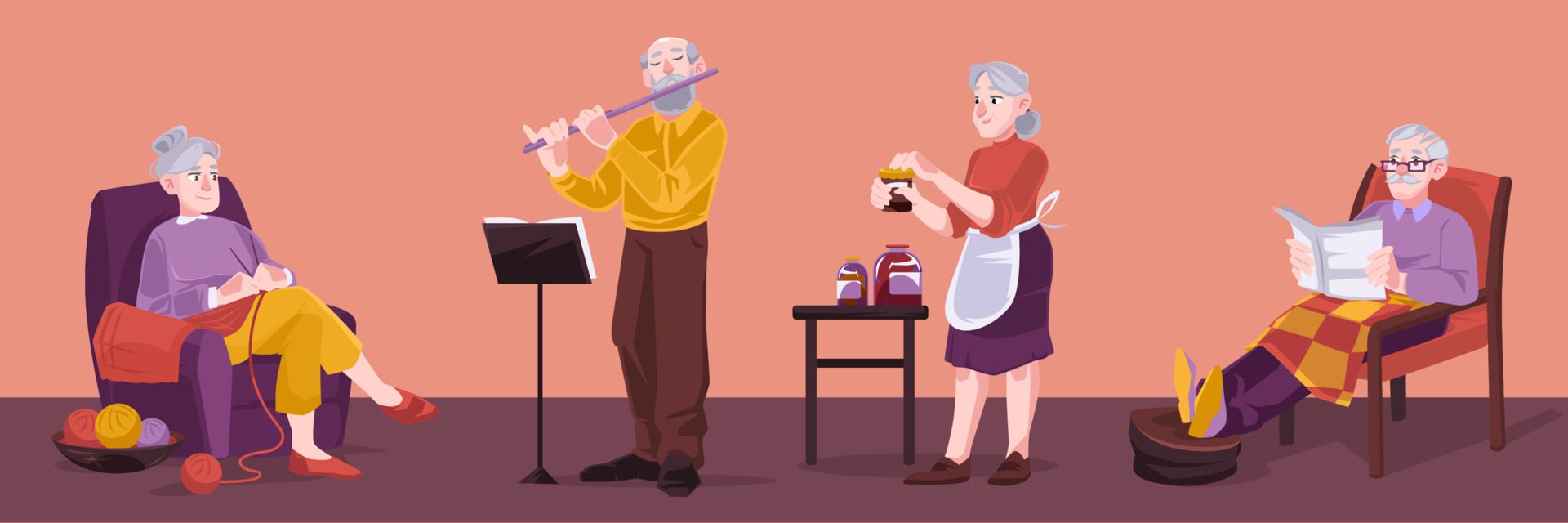 
									Seniors hobby, old people active lifestyle, relax Free Vector