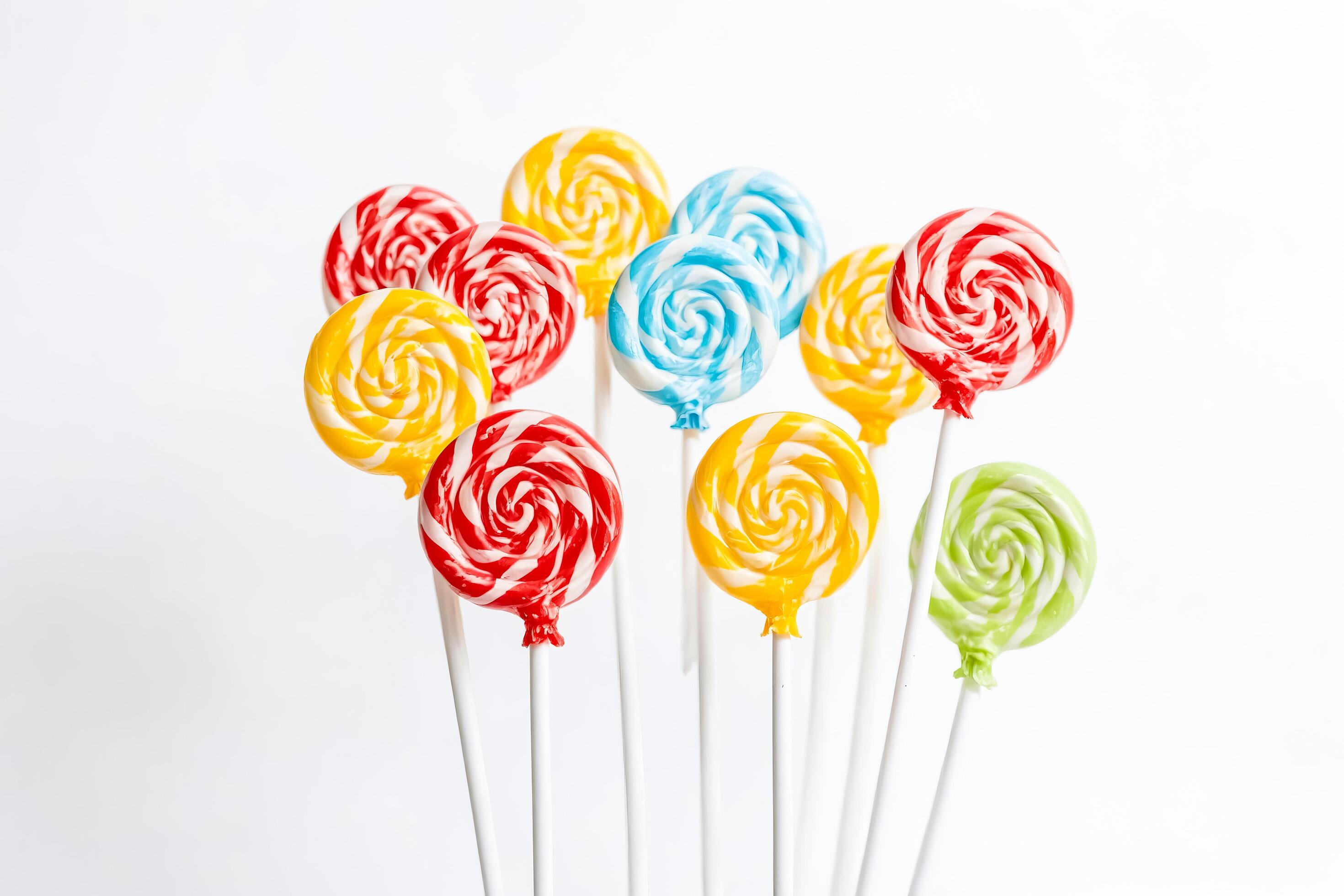 Colorful Lollipops on White Background Stock Free