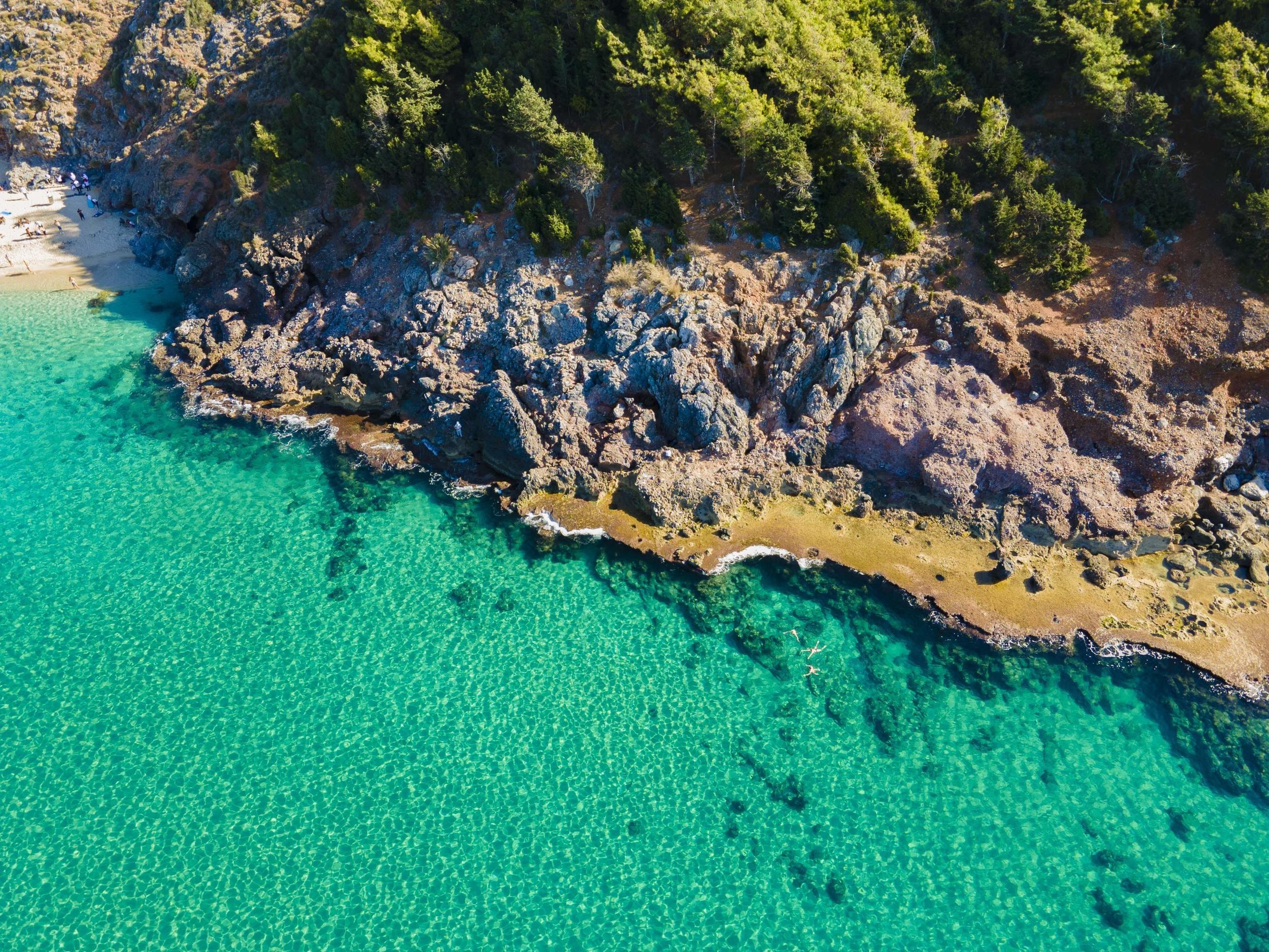 world famous Alanya Cleopatra beach. aerial photo of the beach. amazing summer vacation Stock Free