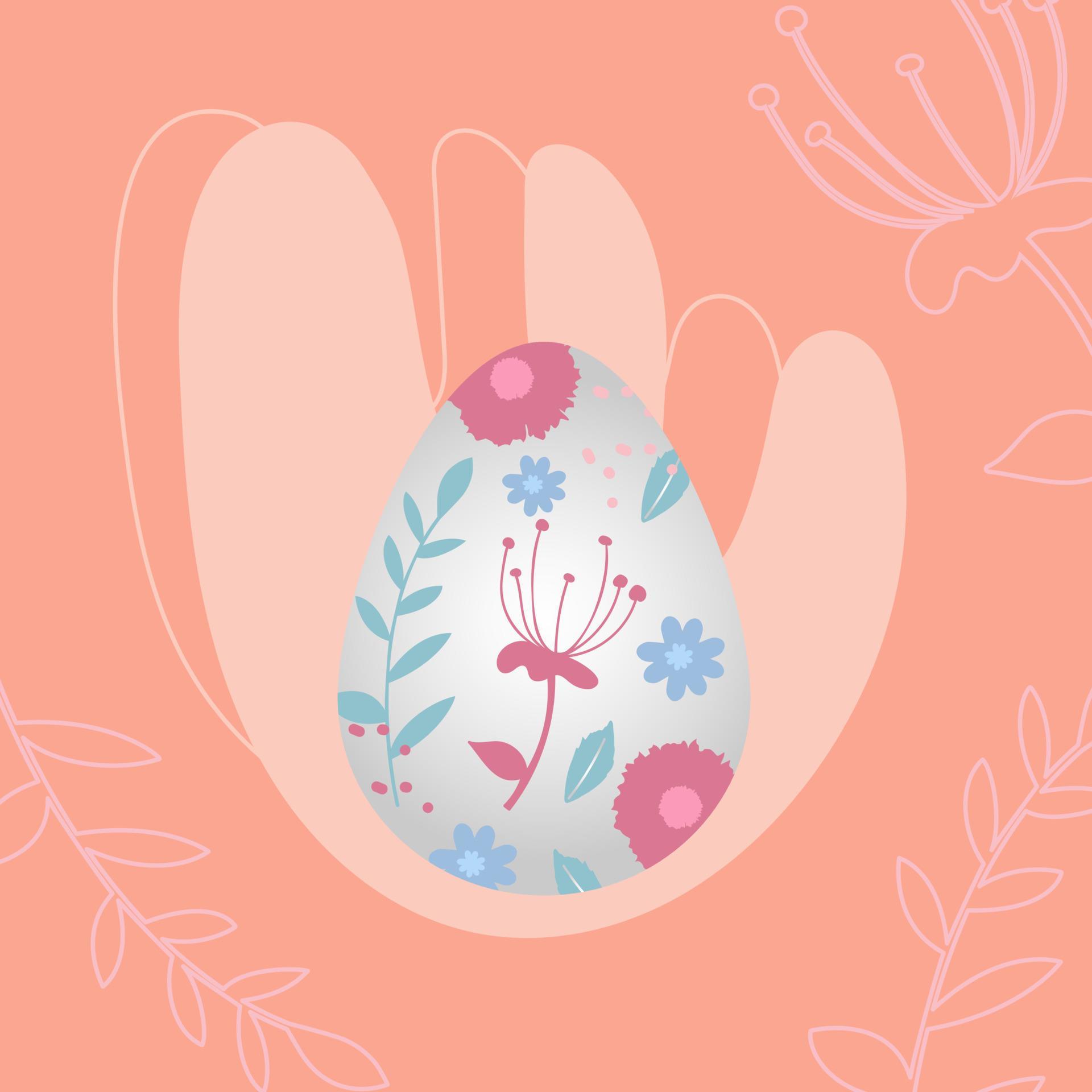 
									Happy Easter banner, poster, greeting card. Trendy Easter design with typography, Easter egg with flowers in pastel colors. Modern minimalist style. Stock Free and Free SVG