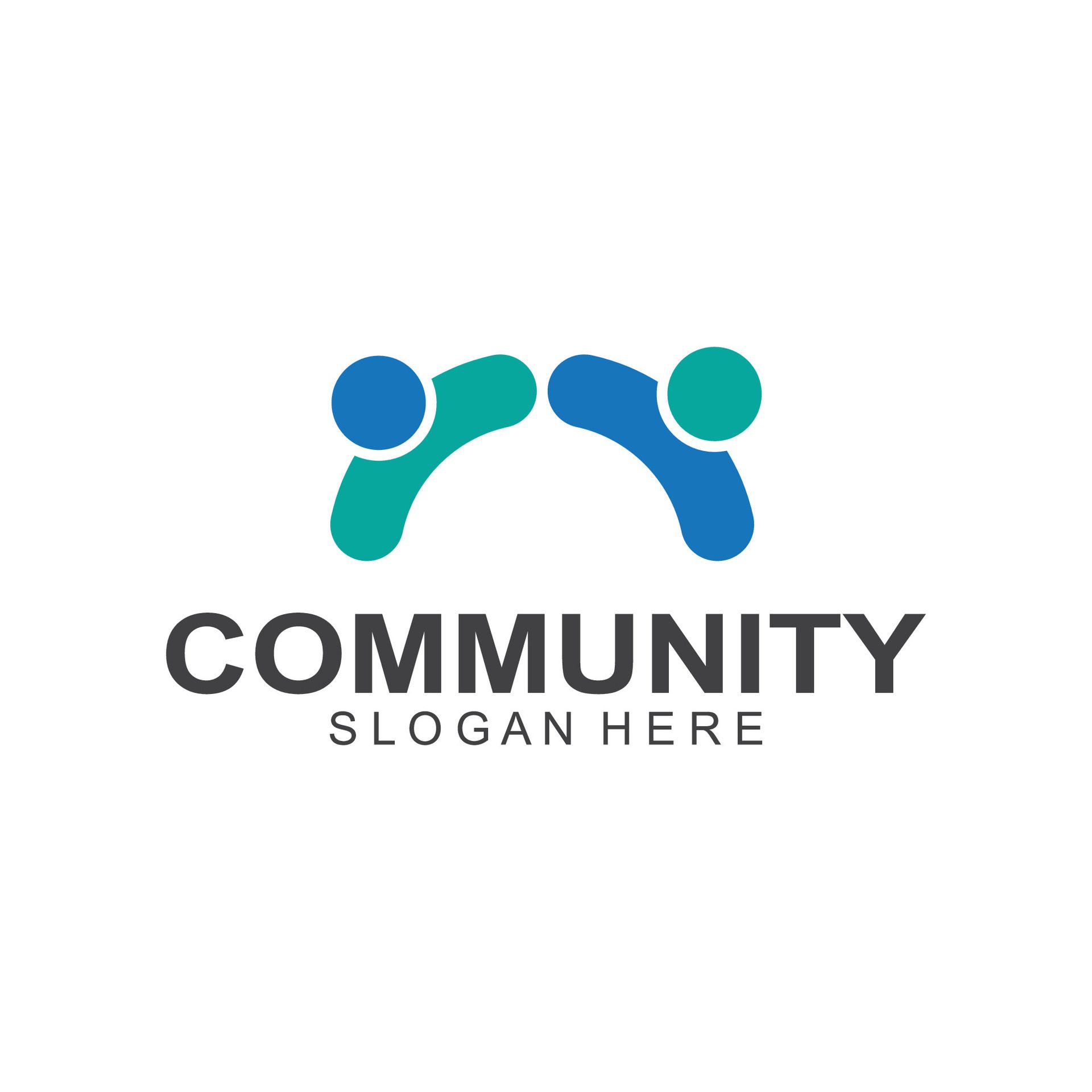 Community logos people check. Logos for teams or groups and companies design Free Vector