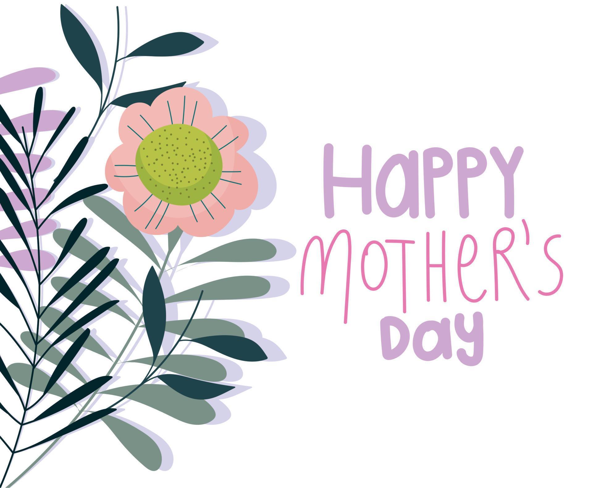 happy mothers day, delicate flower floral botanical decoration card Stock Free