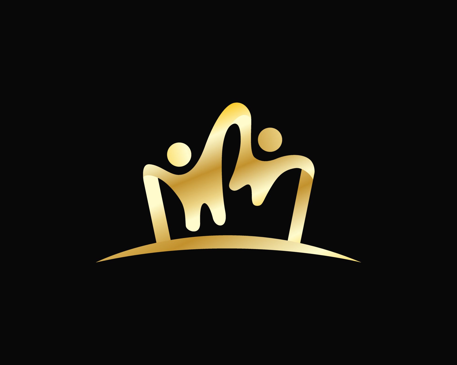 Abstract people crown with gold logo icon color and minimalistic illustration design Free Vector and Free SVG