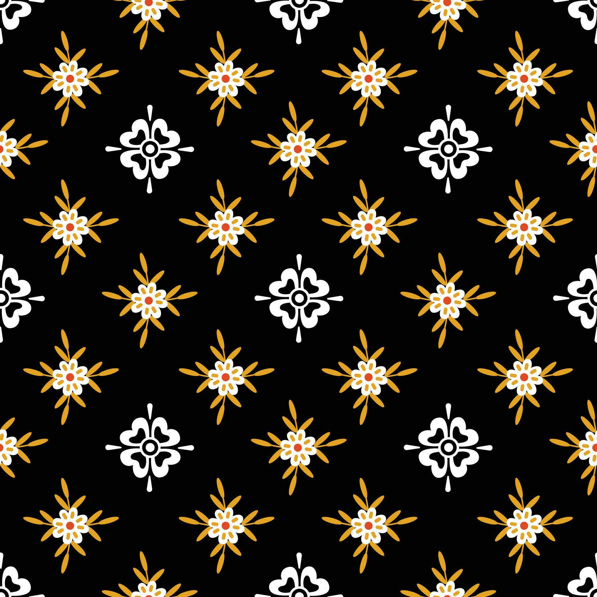 flat flowers pattern on black background Stock Free