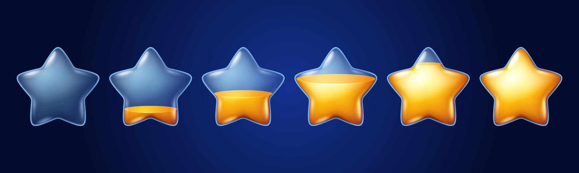 Gold stars game icons with fill progress Stock Free