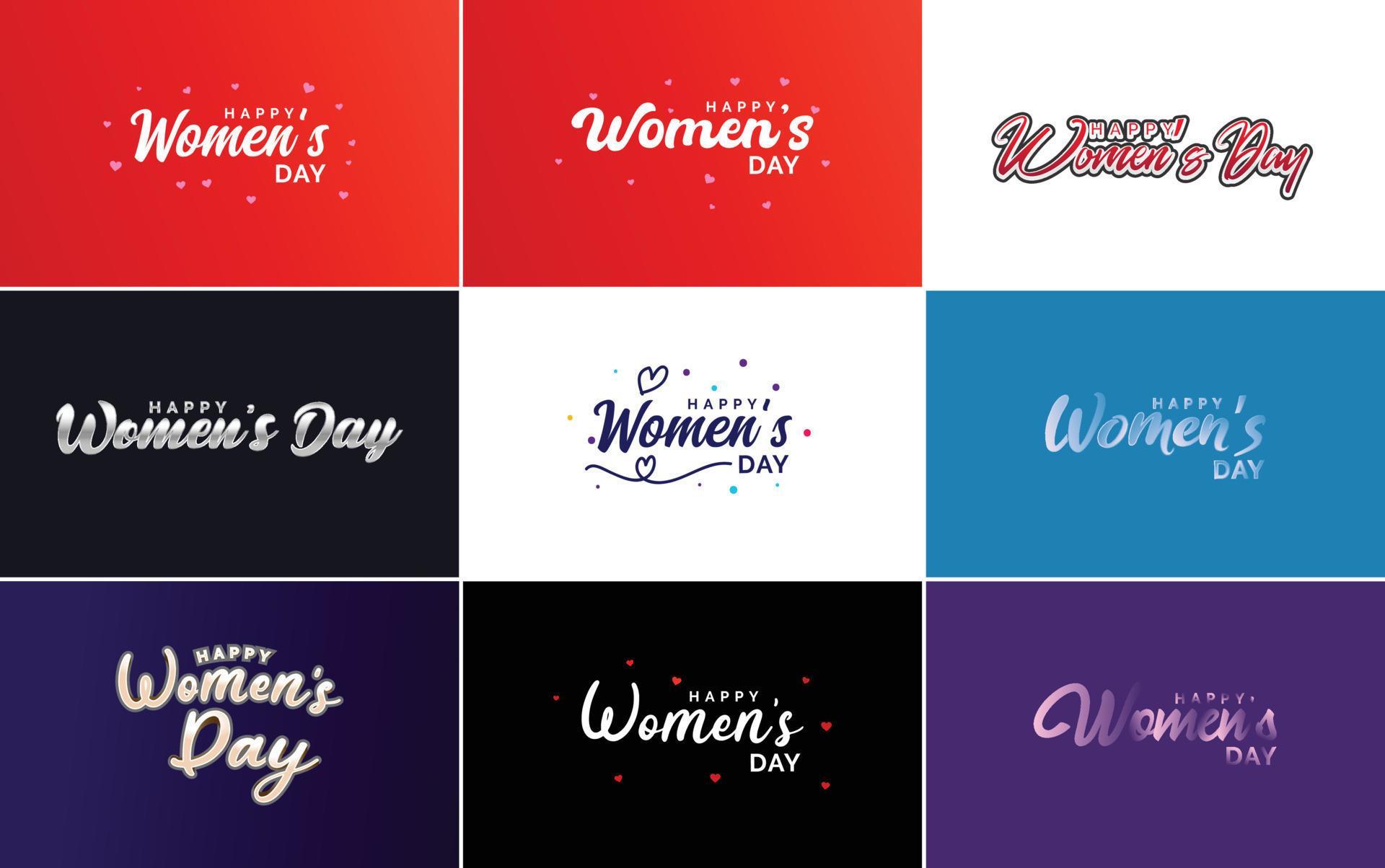 Happy Women’s Day design with a realistic illustration of a bouquet of flowers and a banner reading March 8. featuring a gradient color scheme Stock Free and Free SVG