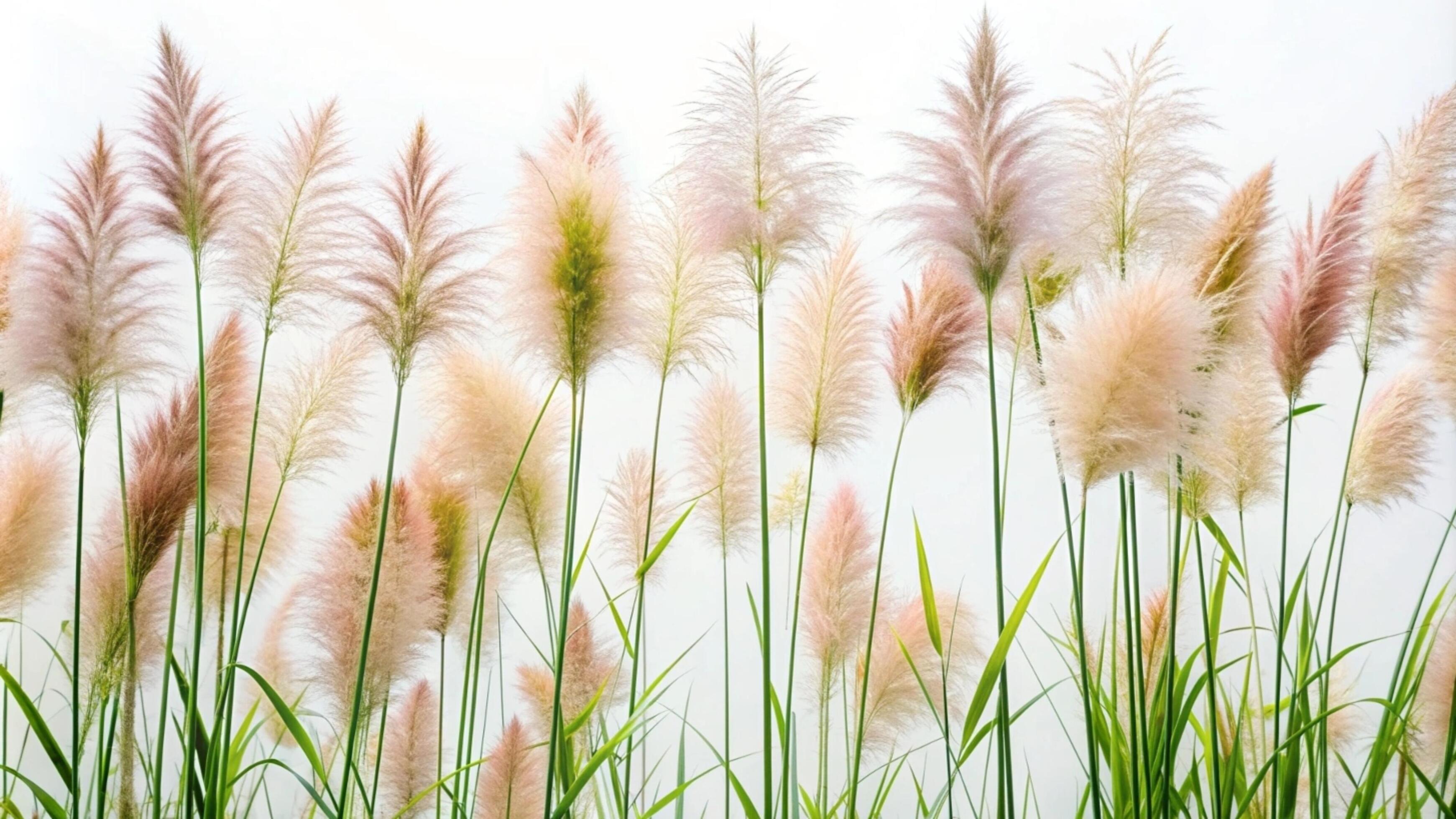 Blooming grass flowers on a white background. Stock Free