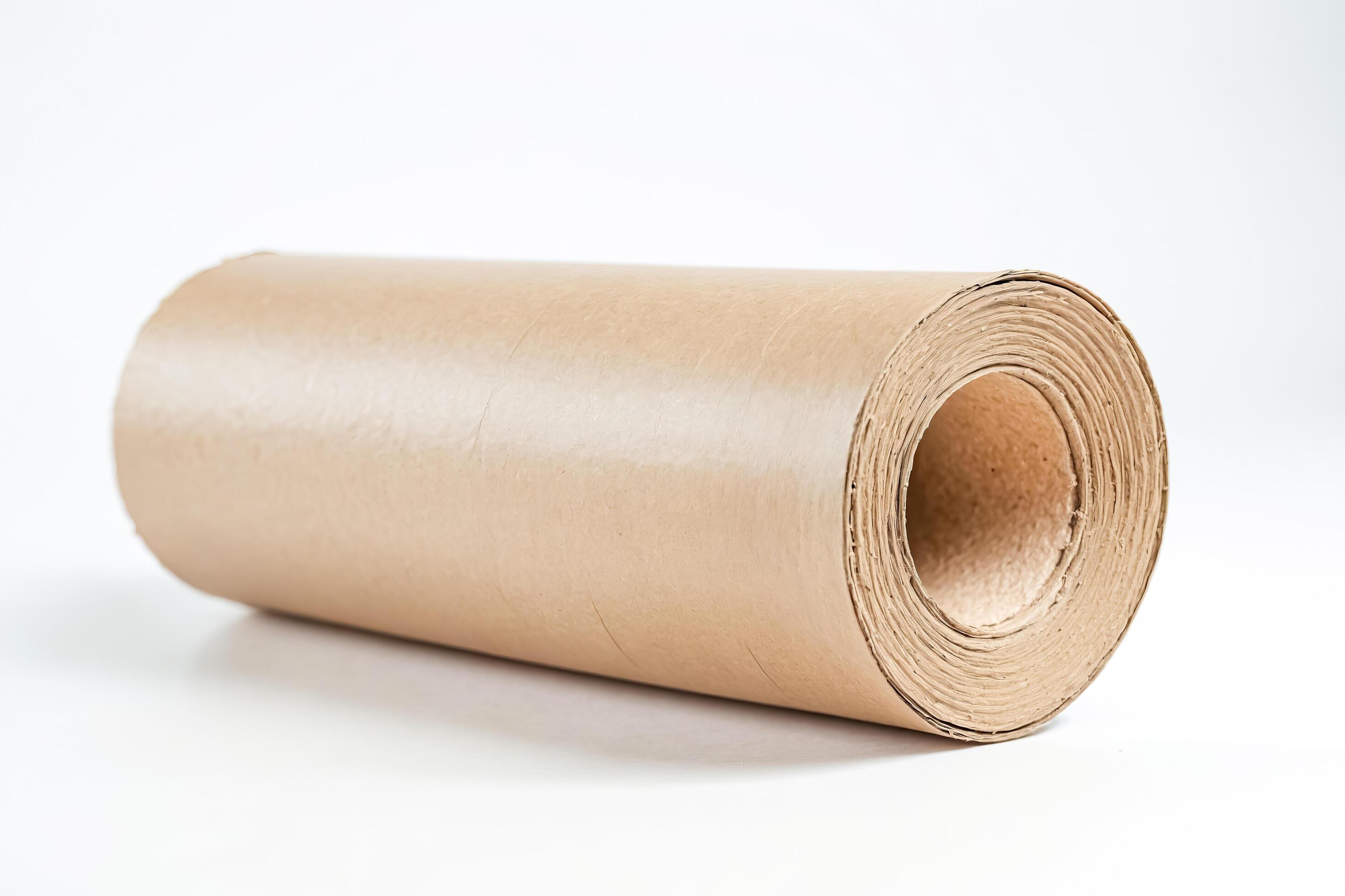 Roll of brown paper on white background Stock Free