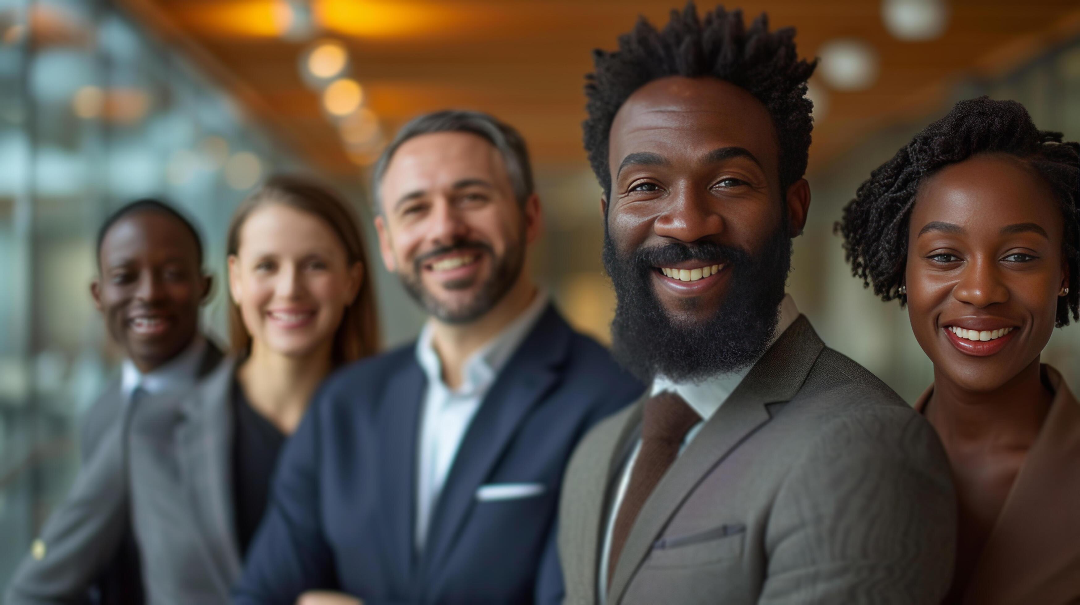 AI generated A Multiracial Business Team in the Office, Smiling at the Camera Stock Free