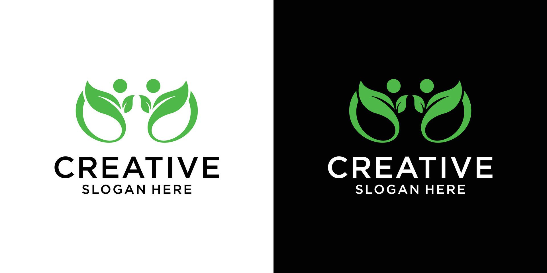 People and nature leaf logo design vector Free Vector