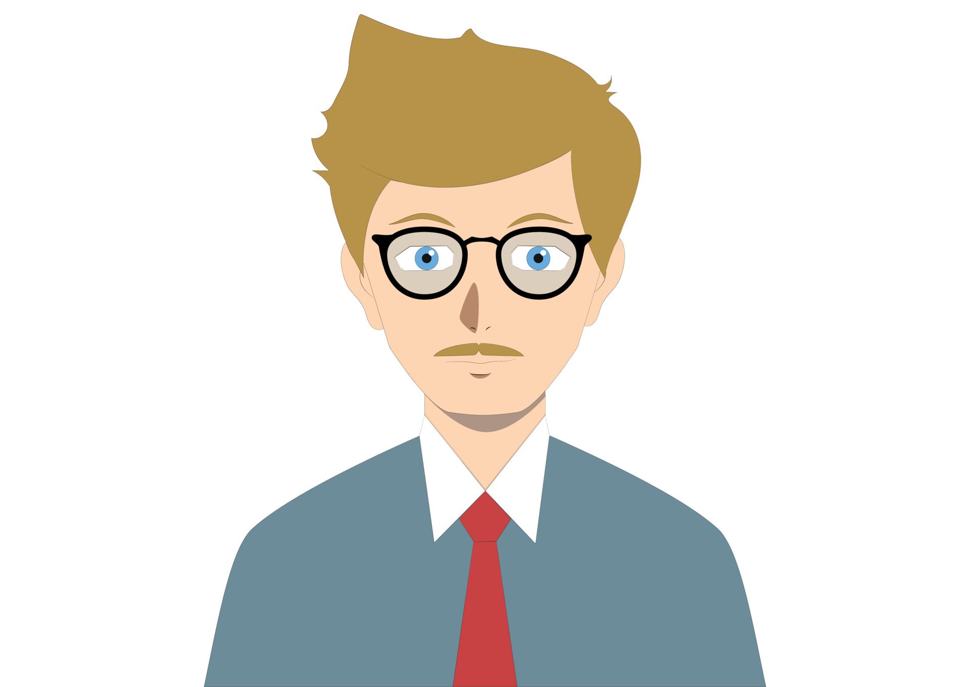 Brown man with glasses. Cartoon people Free Vector