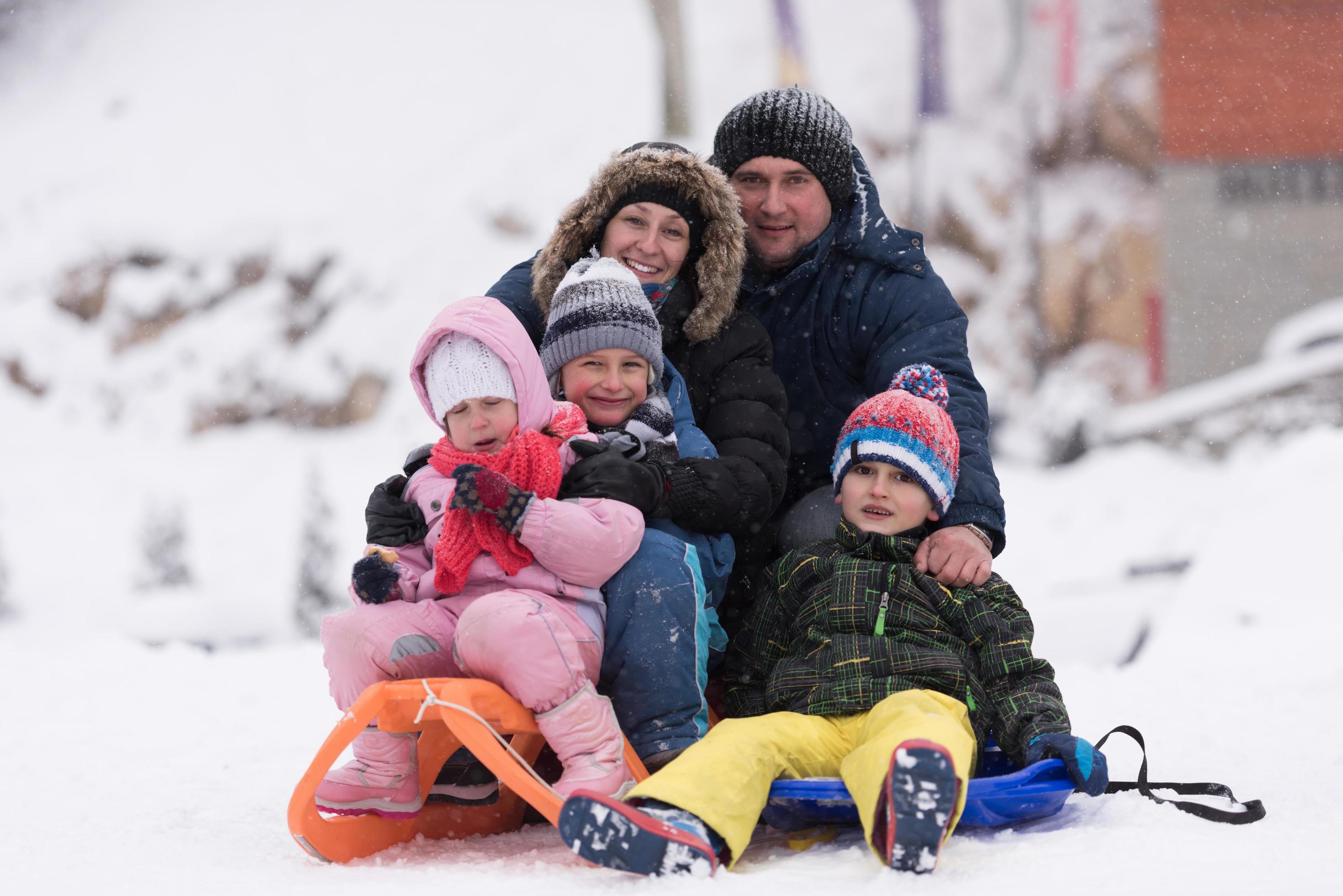 family portrait on winter vacation Stock Free