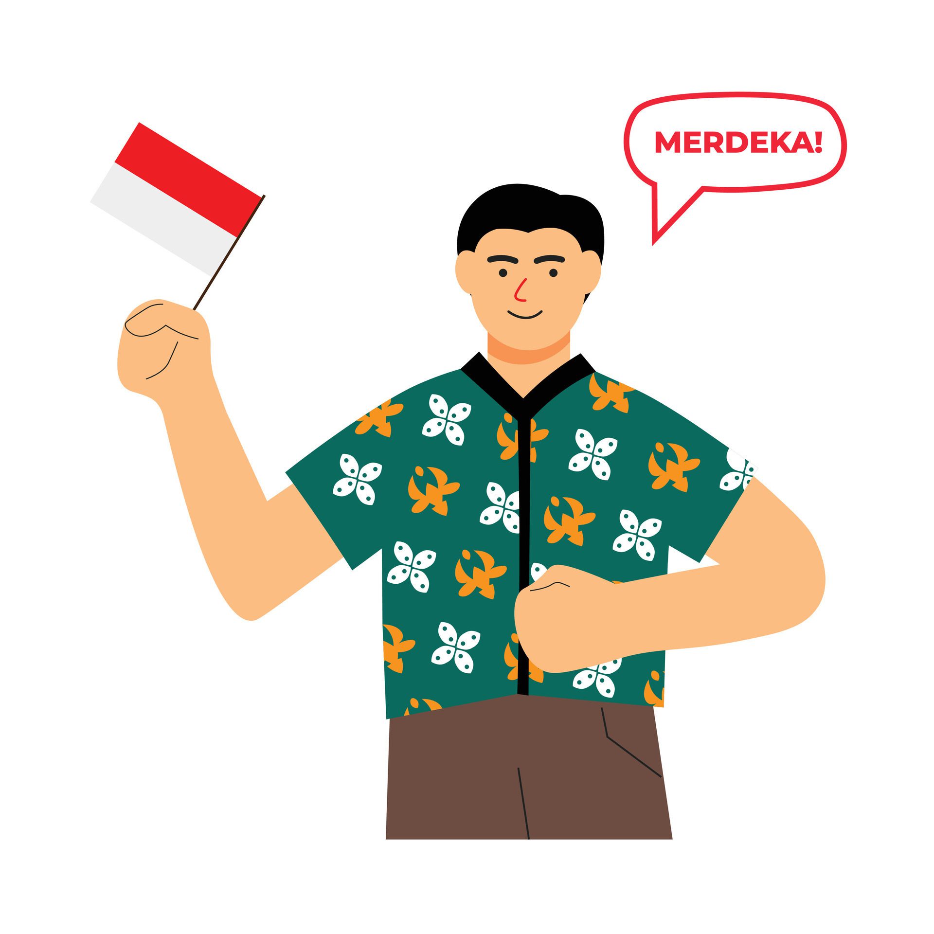 Vector flat illustration people celebrating indonesian independence day Free Vector