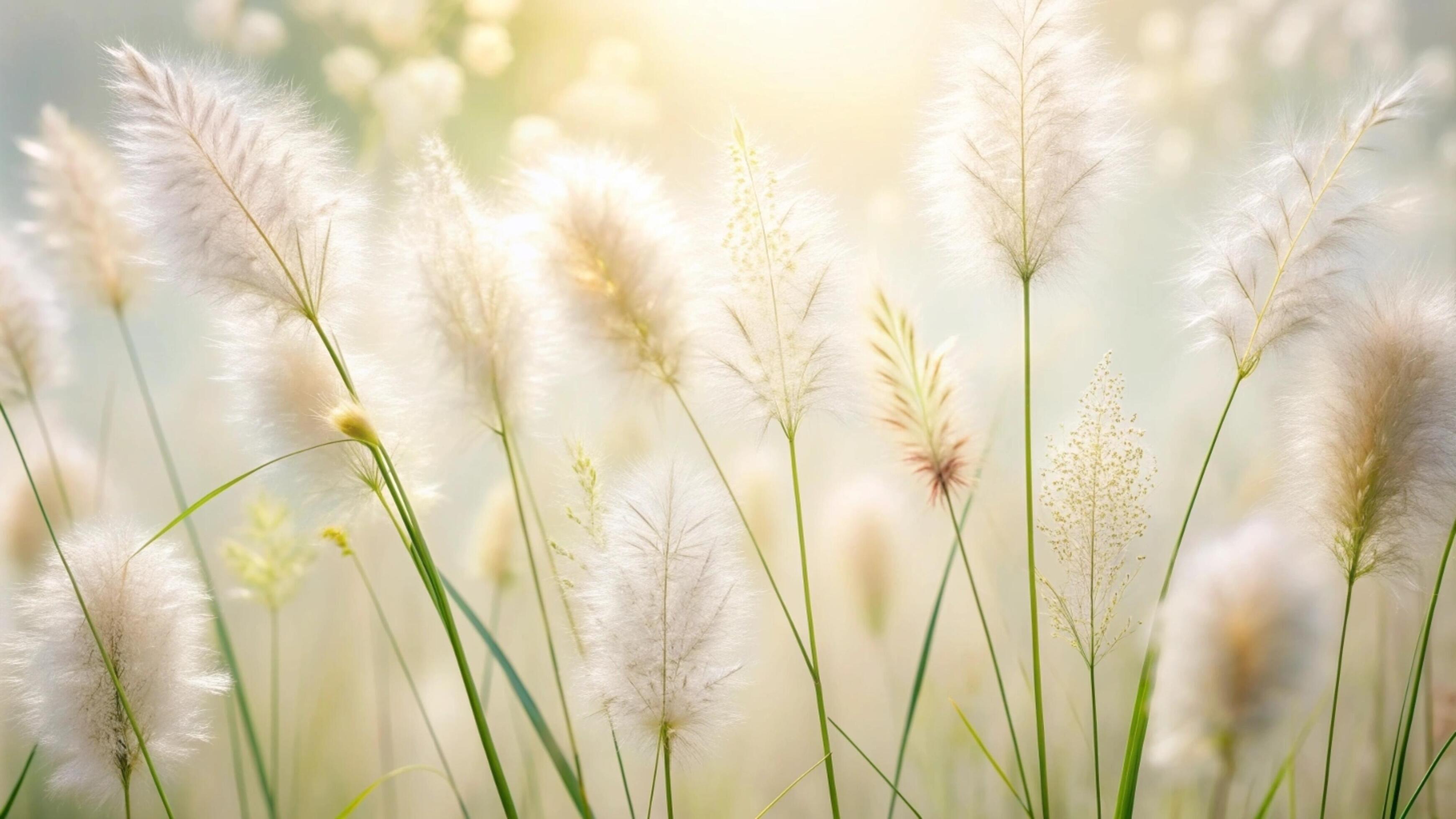 Blooming grass flowers on a white background. Stock Free