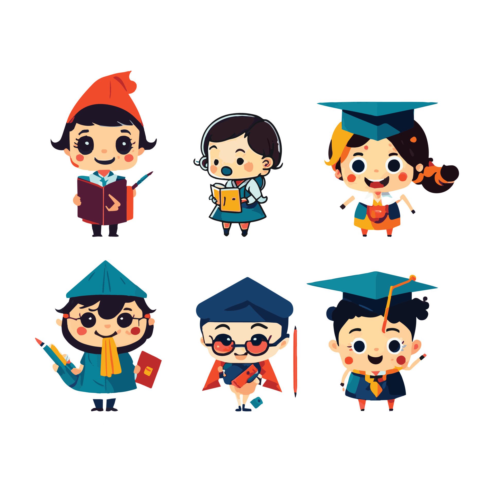 Education concept illustrations. Set of people vector illustrations in various activities Free Vector