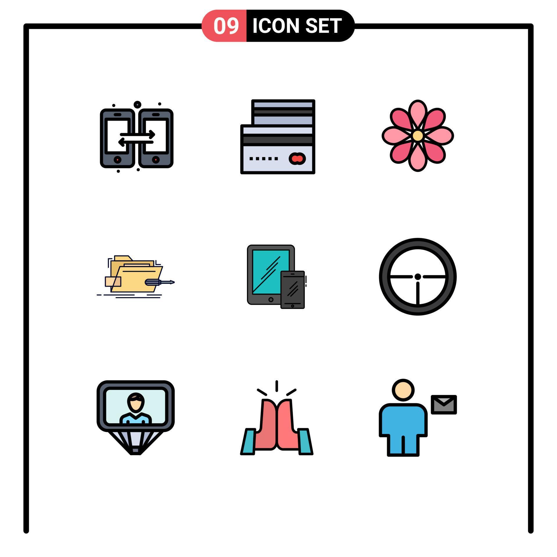 9 Creative Icons Modern Signs and Symbols of tech repair payment box flower Editable Vector Design Elements Stock Free