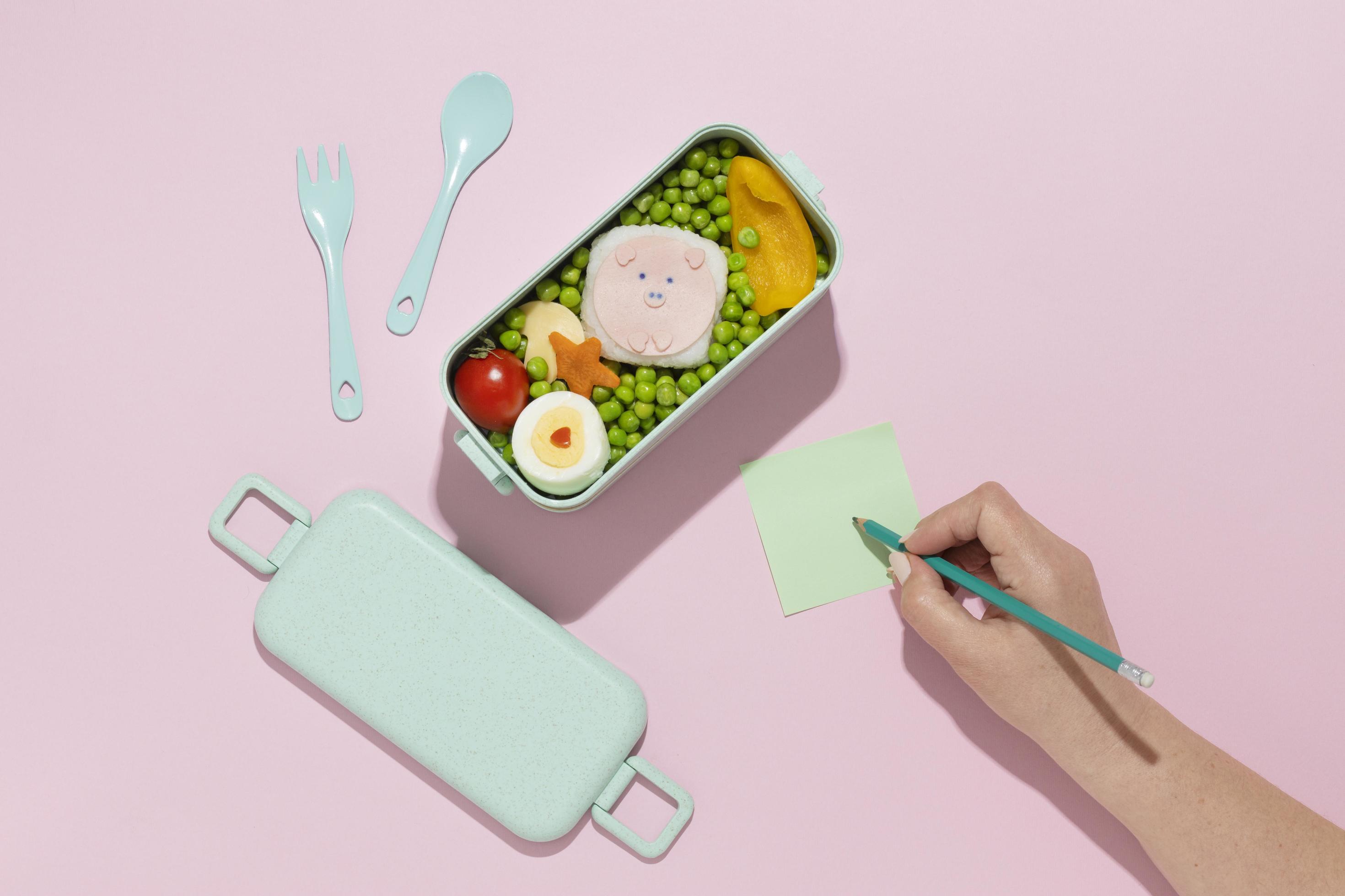 Top view composition food Japanese bento box Stock Free