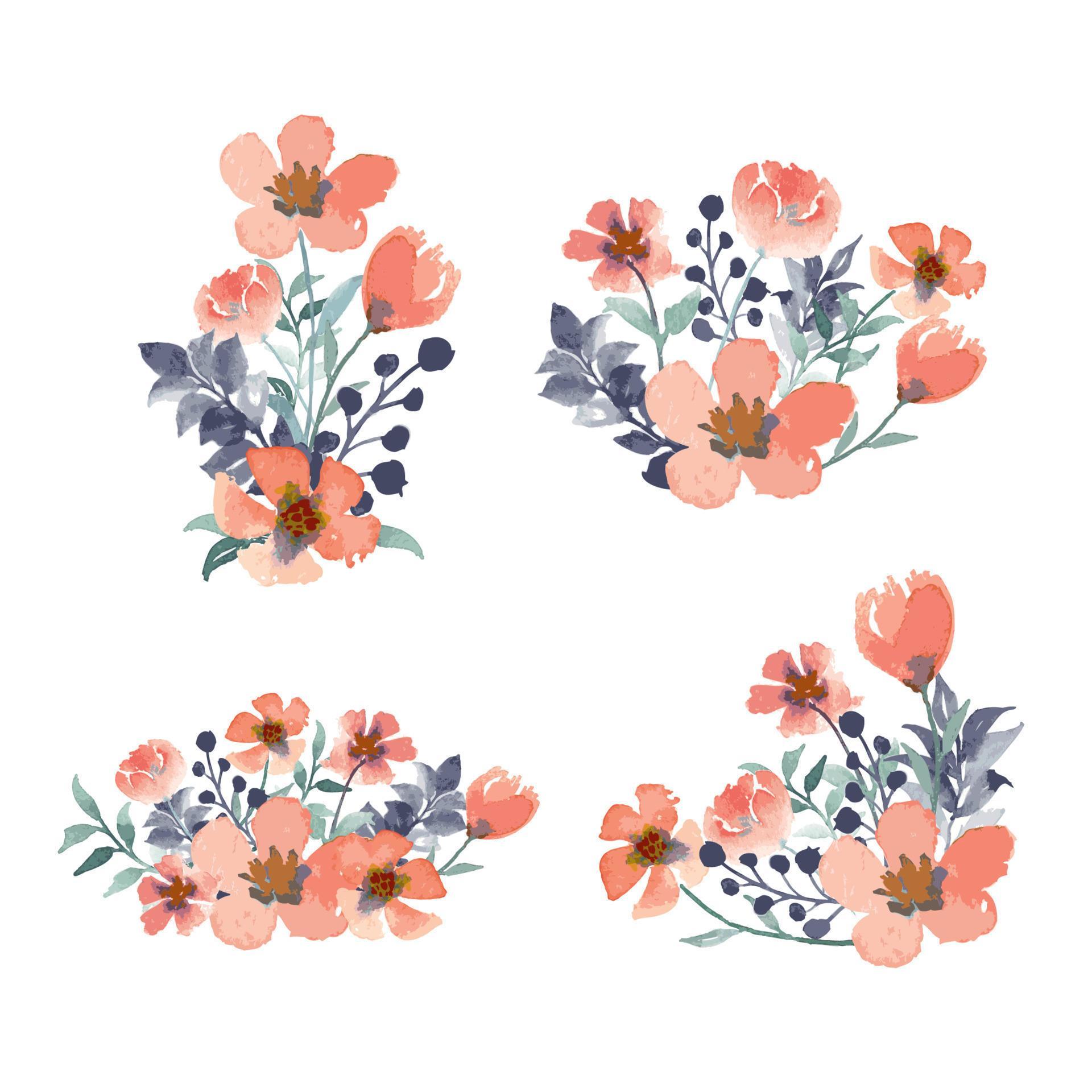 Watercolor floral composition, watercolor flower arrangement collection Stock Free